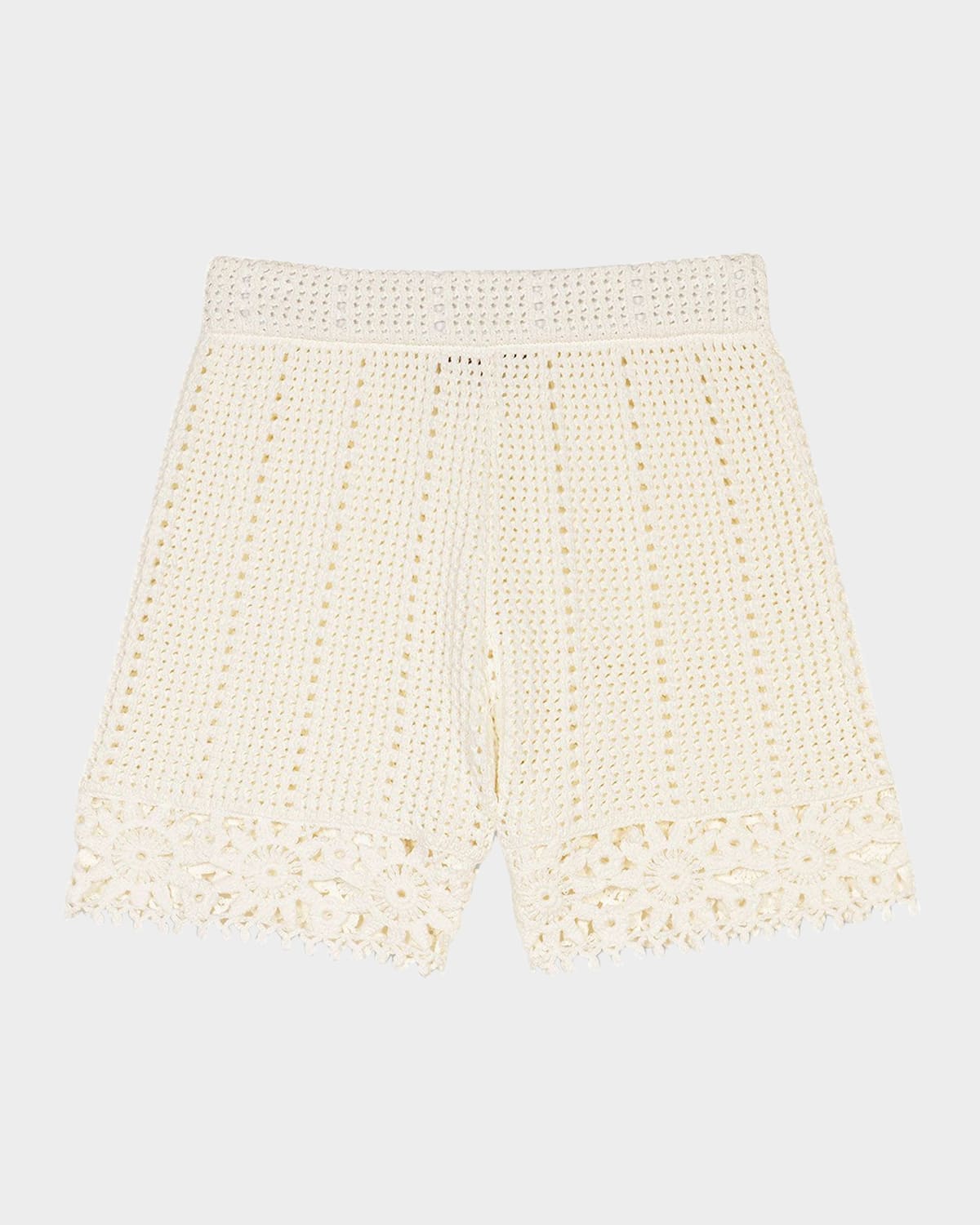 Maje Womens Crochet-knit Cotton Shorts Blanc