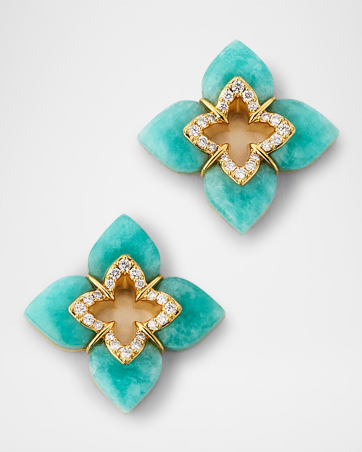 18K Yellow Gold Venetian Princess Stud Earrings with Diamonds
