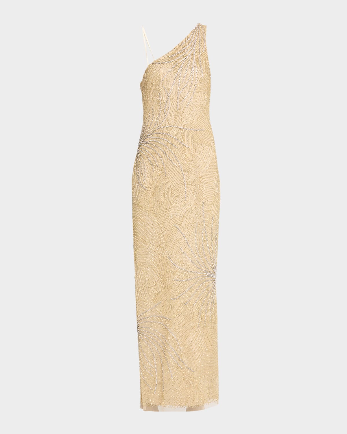 Beaded One-Shoulder Column Gown