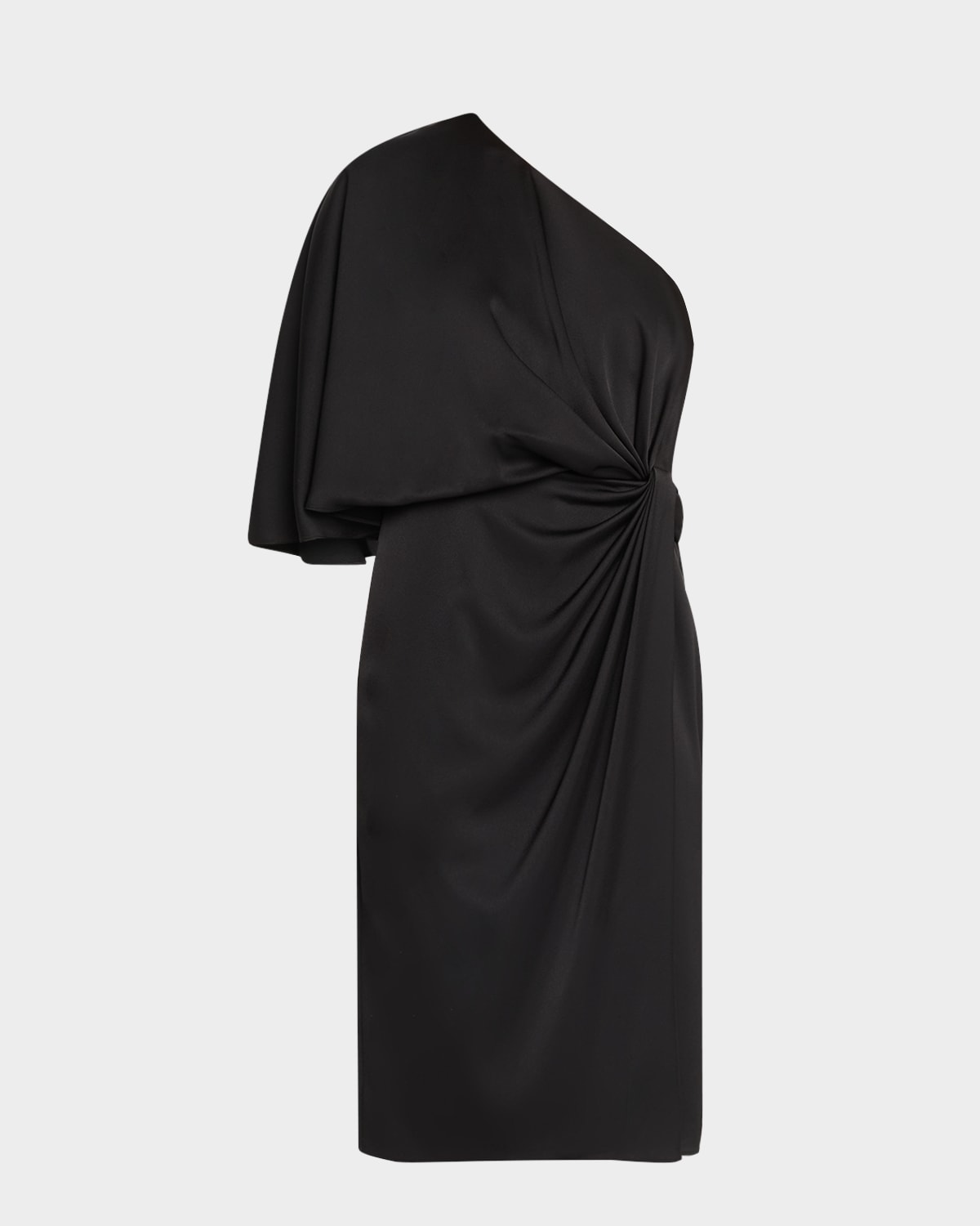 One-Shoulder Draped Cape Midi Dress