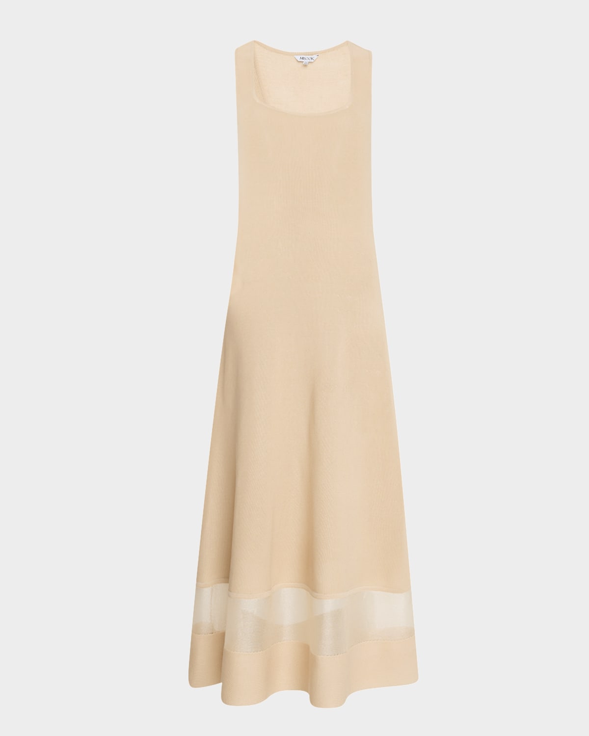 Modern-Fit Sheer Inset Knit Midi Dress
