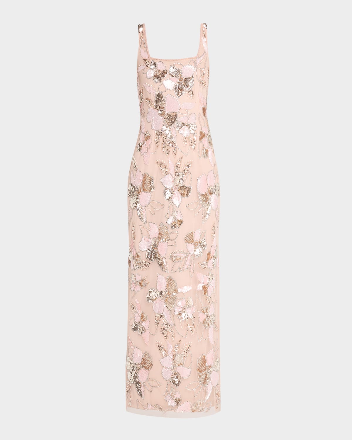 Floral Bead & Sequin Column Gown