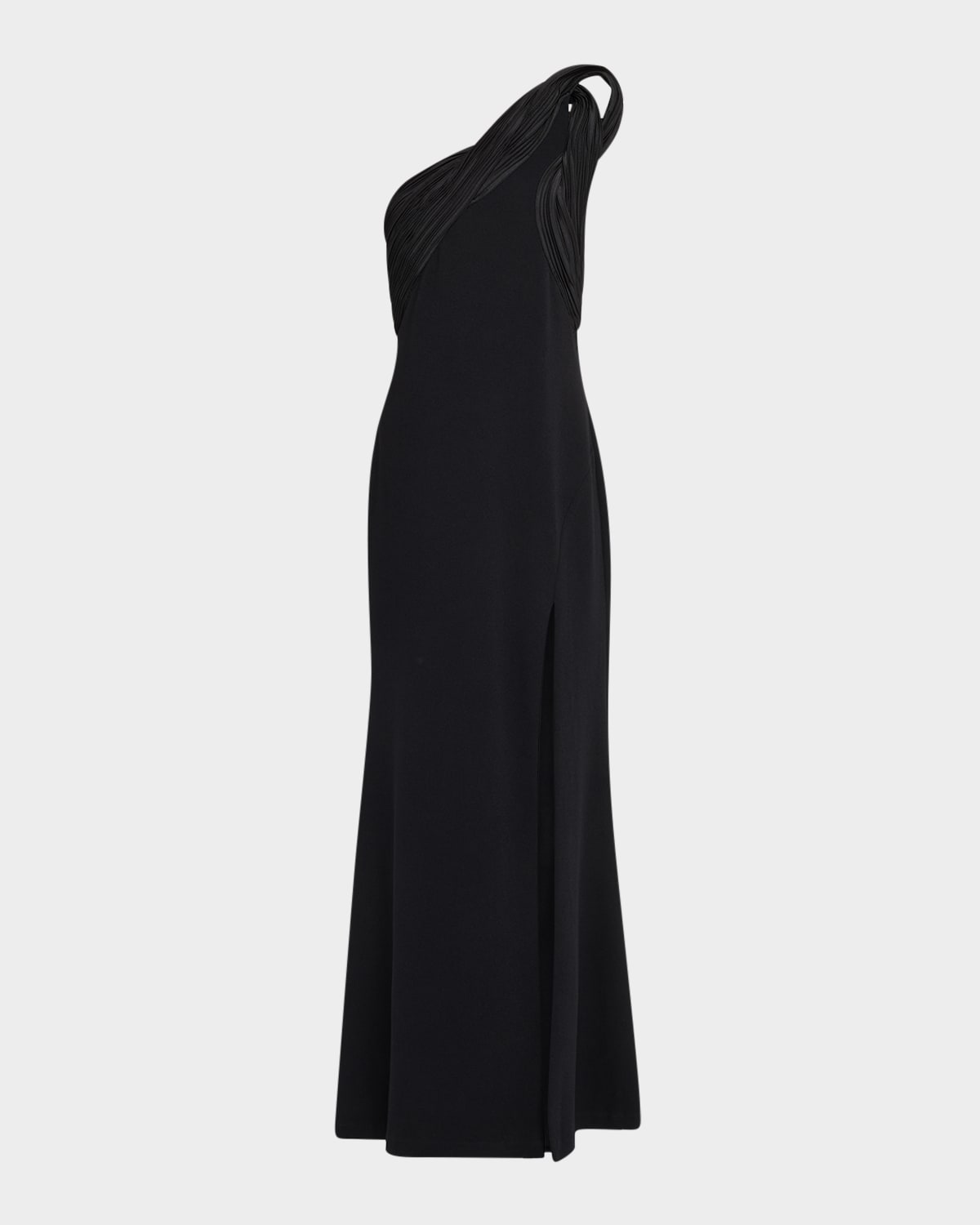 One-Shoulder Knit Crepe Gown