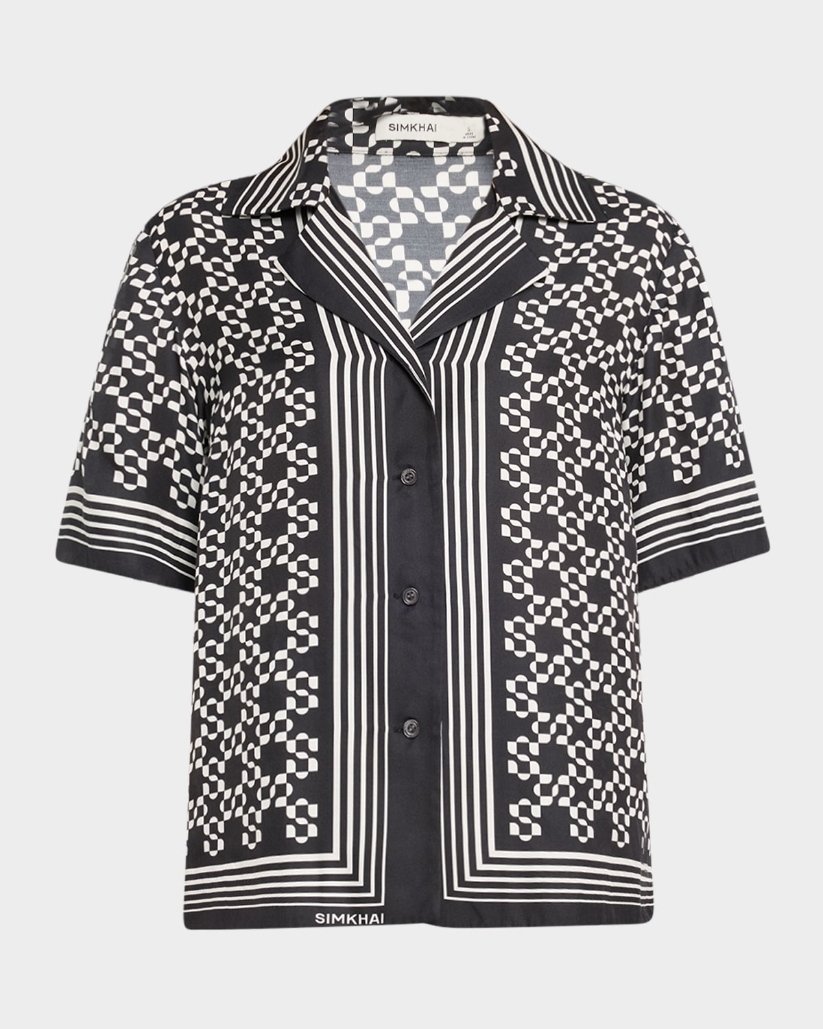 Simkhai Koda Button Down Shirt In Black In Animal Print