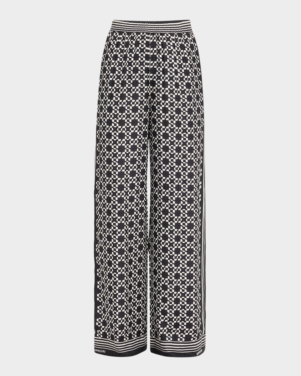 Simkhai Zuna Printed Wide-leg Pants In Black