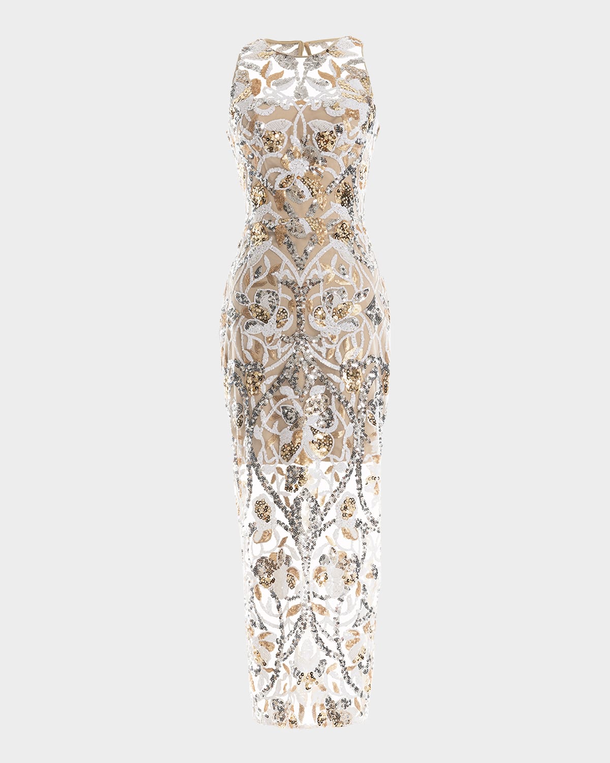 Helena Beaded Floral Applique Midi Dress