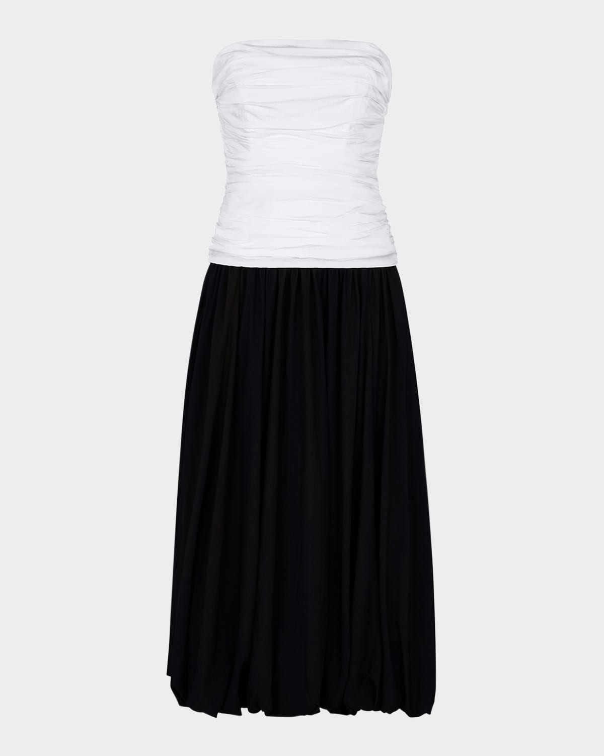 Despina Strapless Ruched Bubble Midi Dress