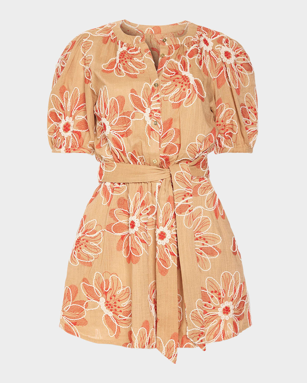 Shop Ramy Brook Selby Embroidered Mini Dress In Natural Fleur