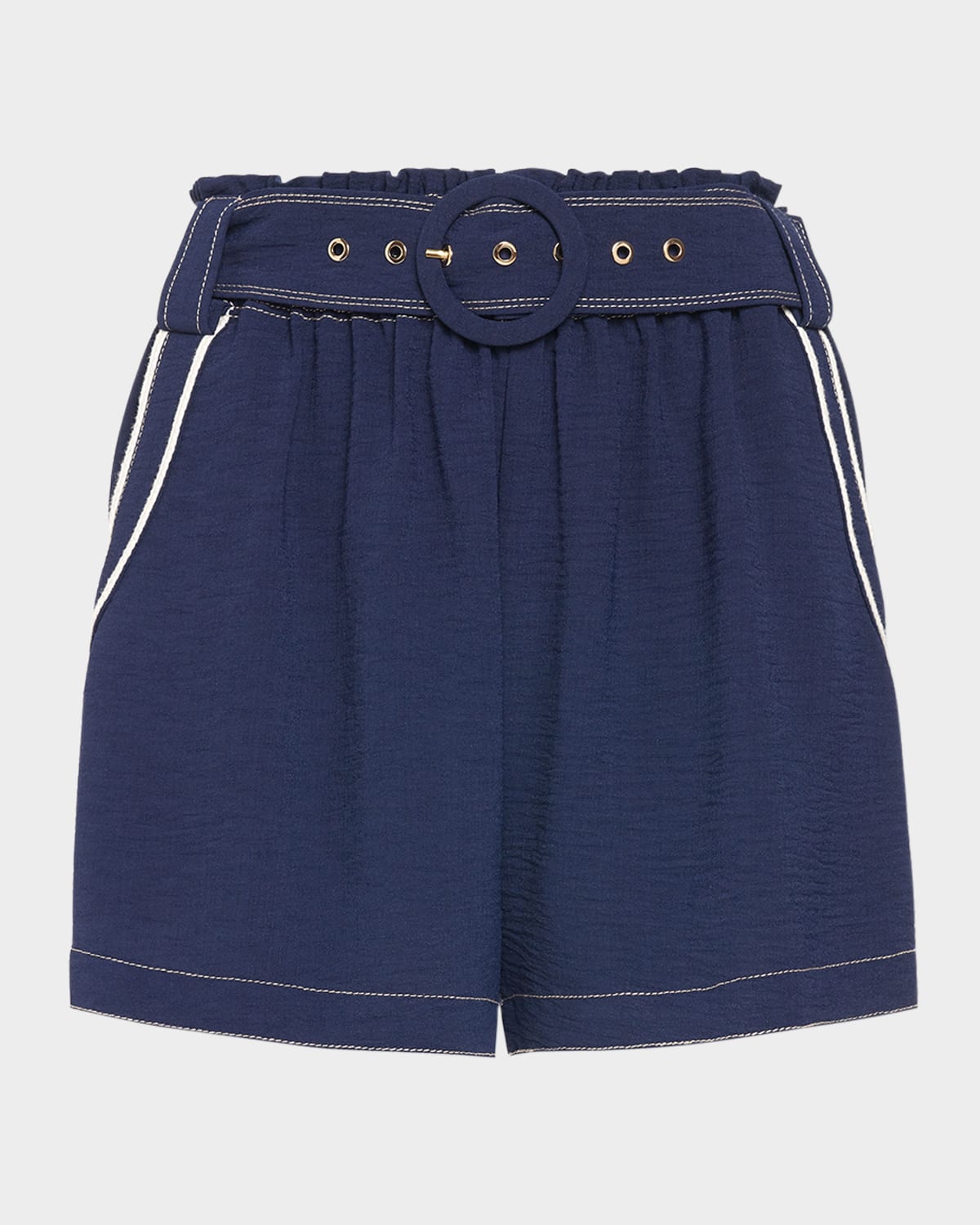Shop Ramy Brook Petra Belted Shorts In Spring Navy