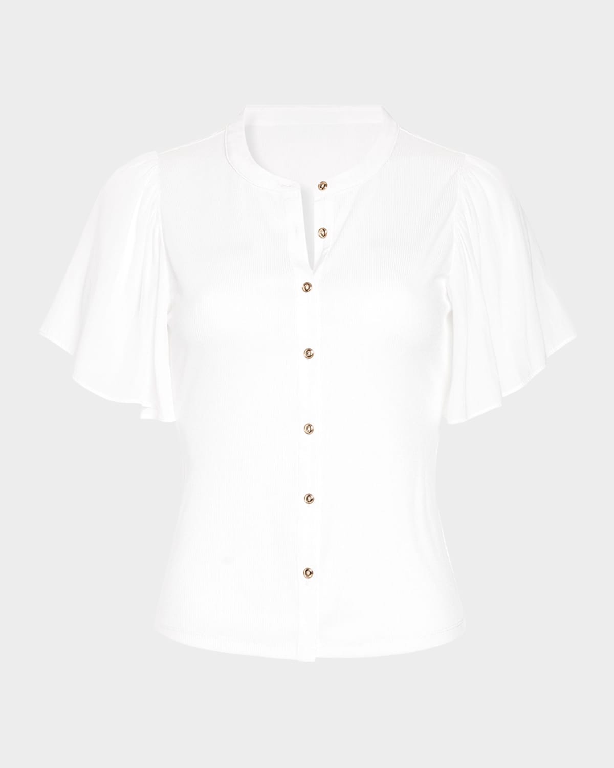 Ramy Brook Colette Button-Front Flutter-Sleeve Top