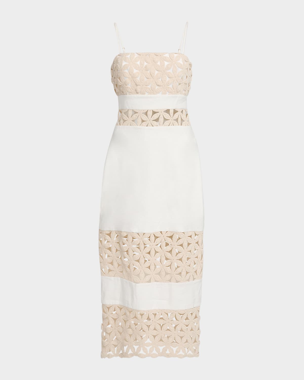 RAMY BROOK ABBY EMBELLISHED LINEN-BLEND CUTOUT MIDI DRESS 