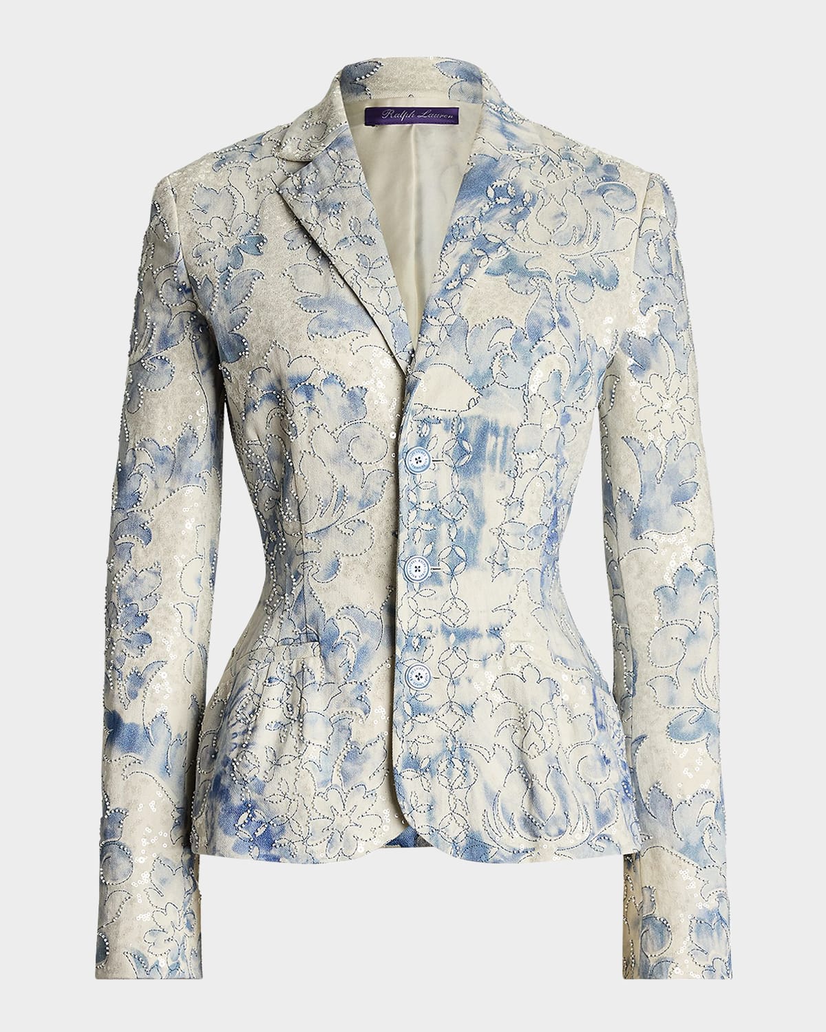 Ralph Lauren Collection Amory Beaded Denim Single-Breasted Jacket