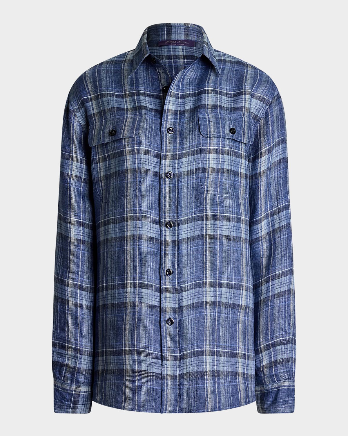 Ralph Lauren Darleen Plaid Chambray Button-down Shirt In Indigo Blu