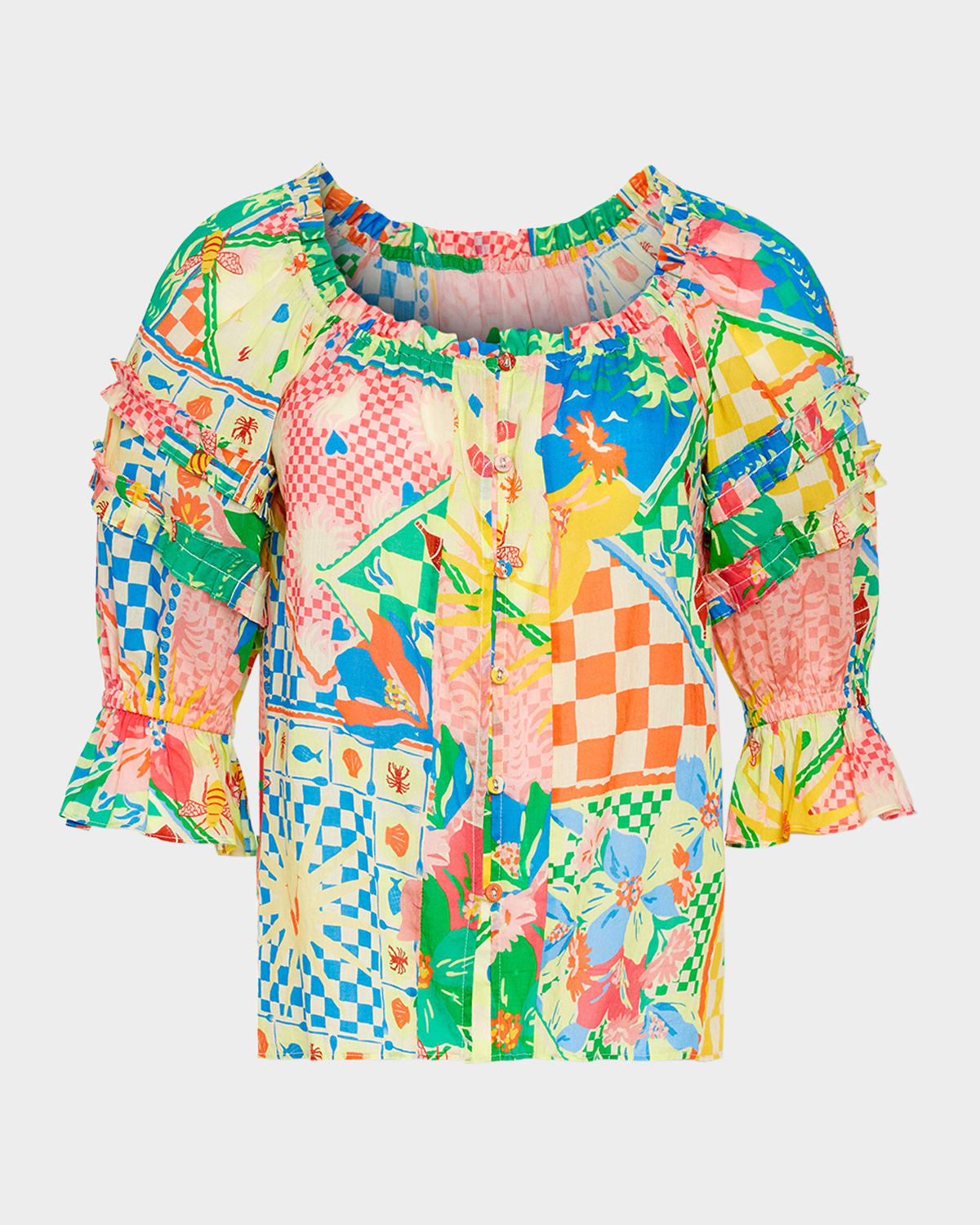 RAMY BROOK LULA GARDEN PUFF-SLEEVE TOP 
