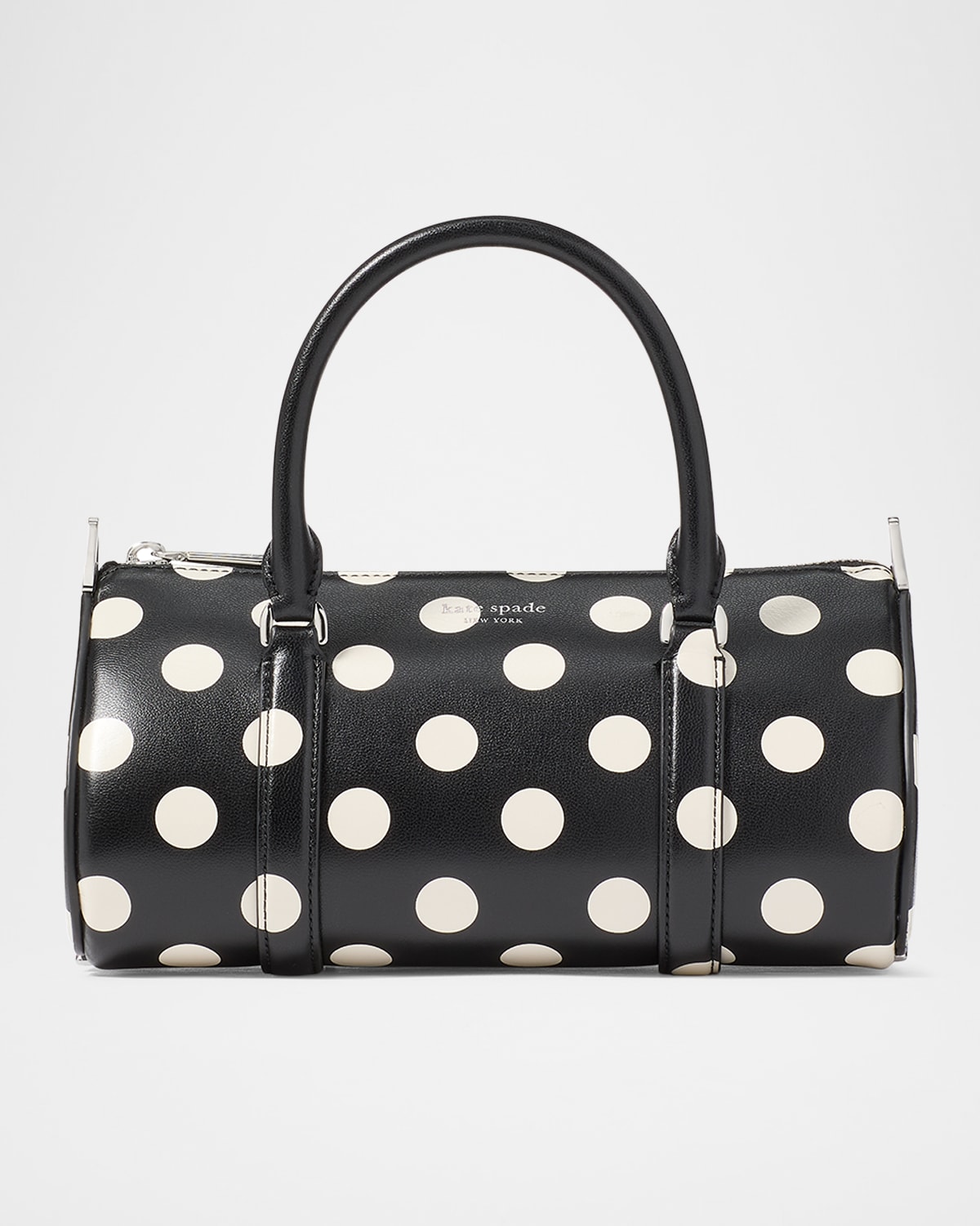 spade icon small polka dot leather barrel top-handle bag