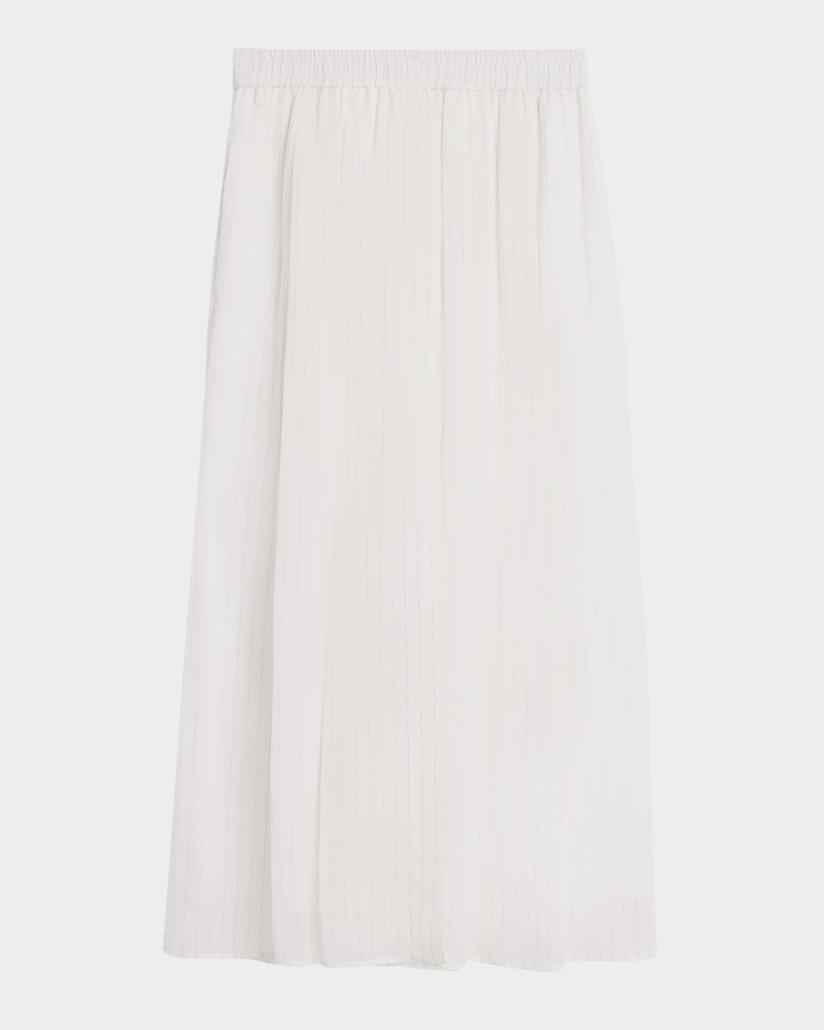 Brunello Cucinelli Pinstripe Cotton Gauze Midi Pull-on Skirt