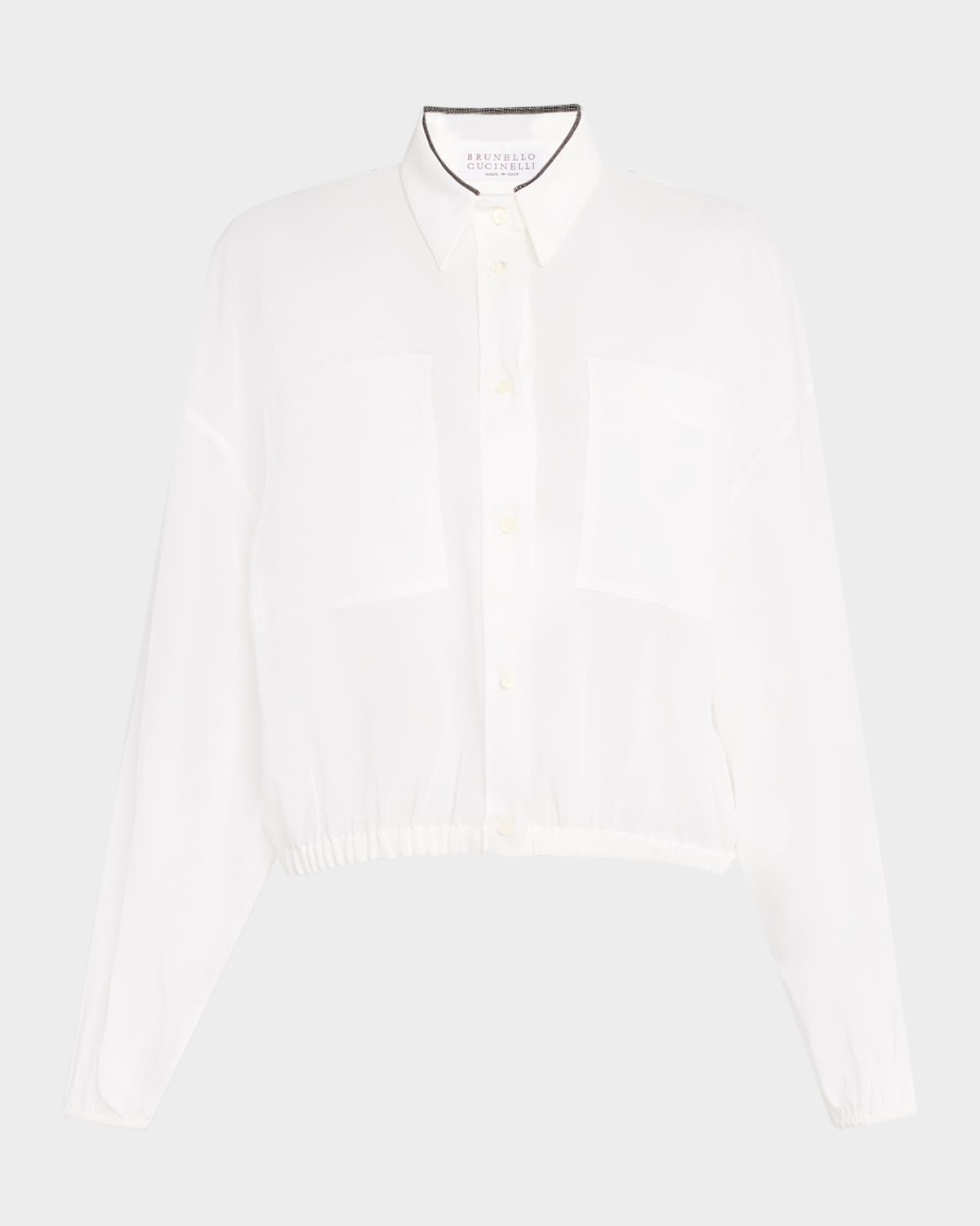 Brunello Cucinelli Monili-collar Cotton Gauze Bomber Jacket In White