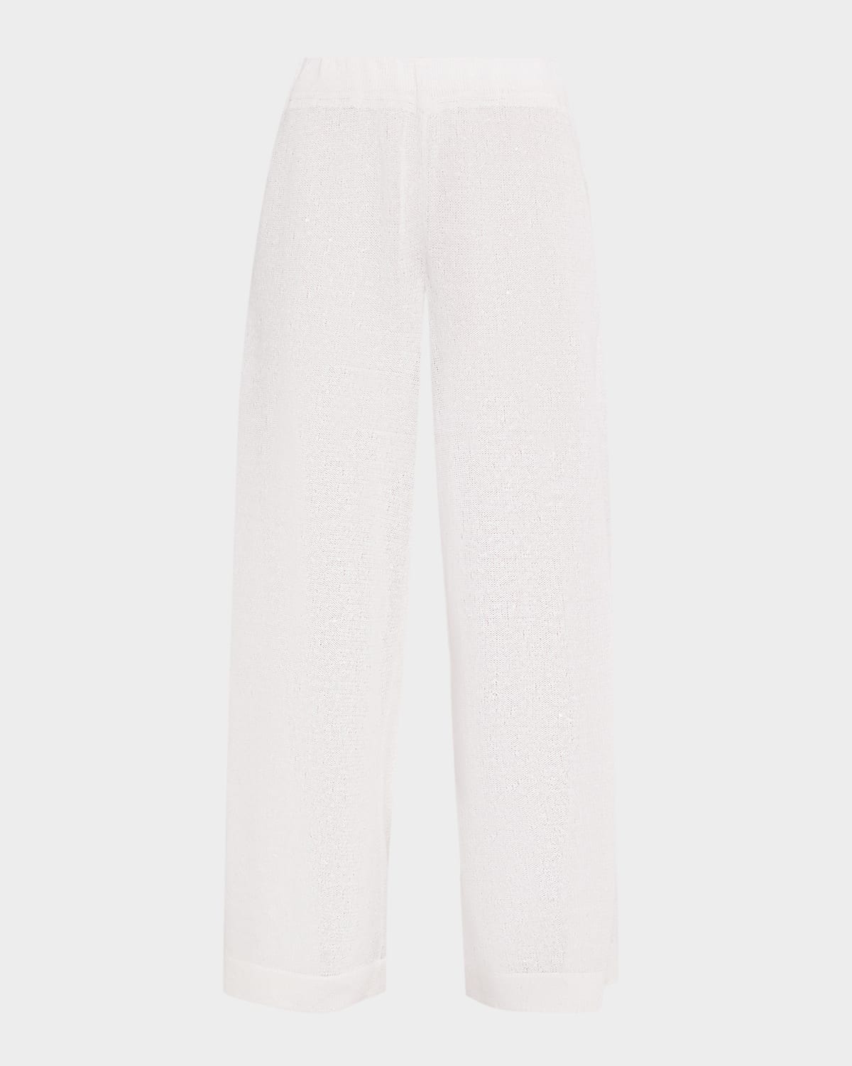 Brunello Cucinelli Linen-silk Paillette Knit Straight-leg Pull-on Pants