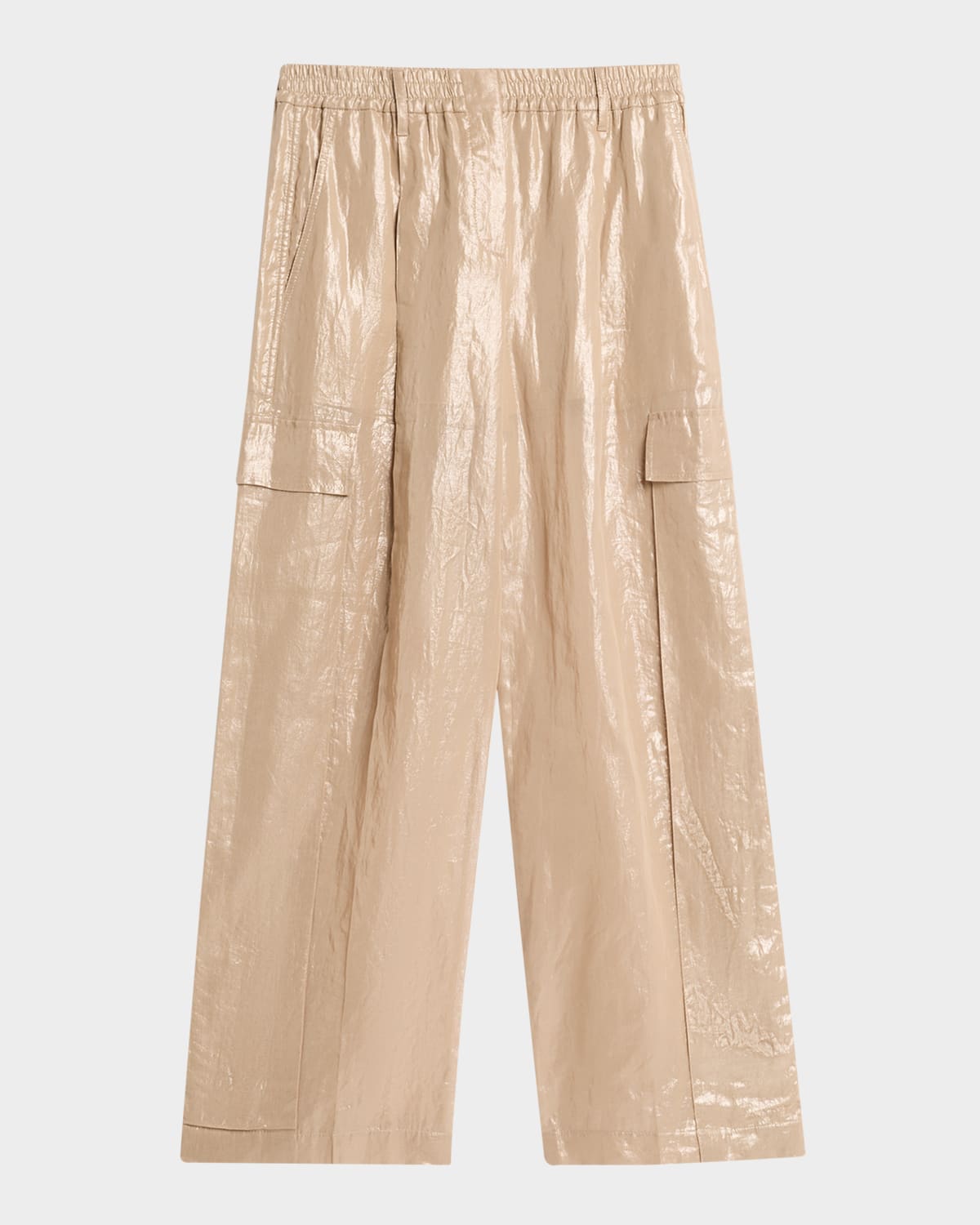 Brunello Cucinelli Metallic Cotton Gauze Wide-leg Explorer Pants
