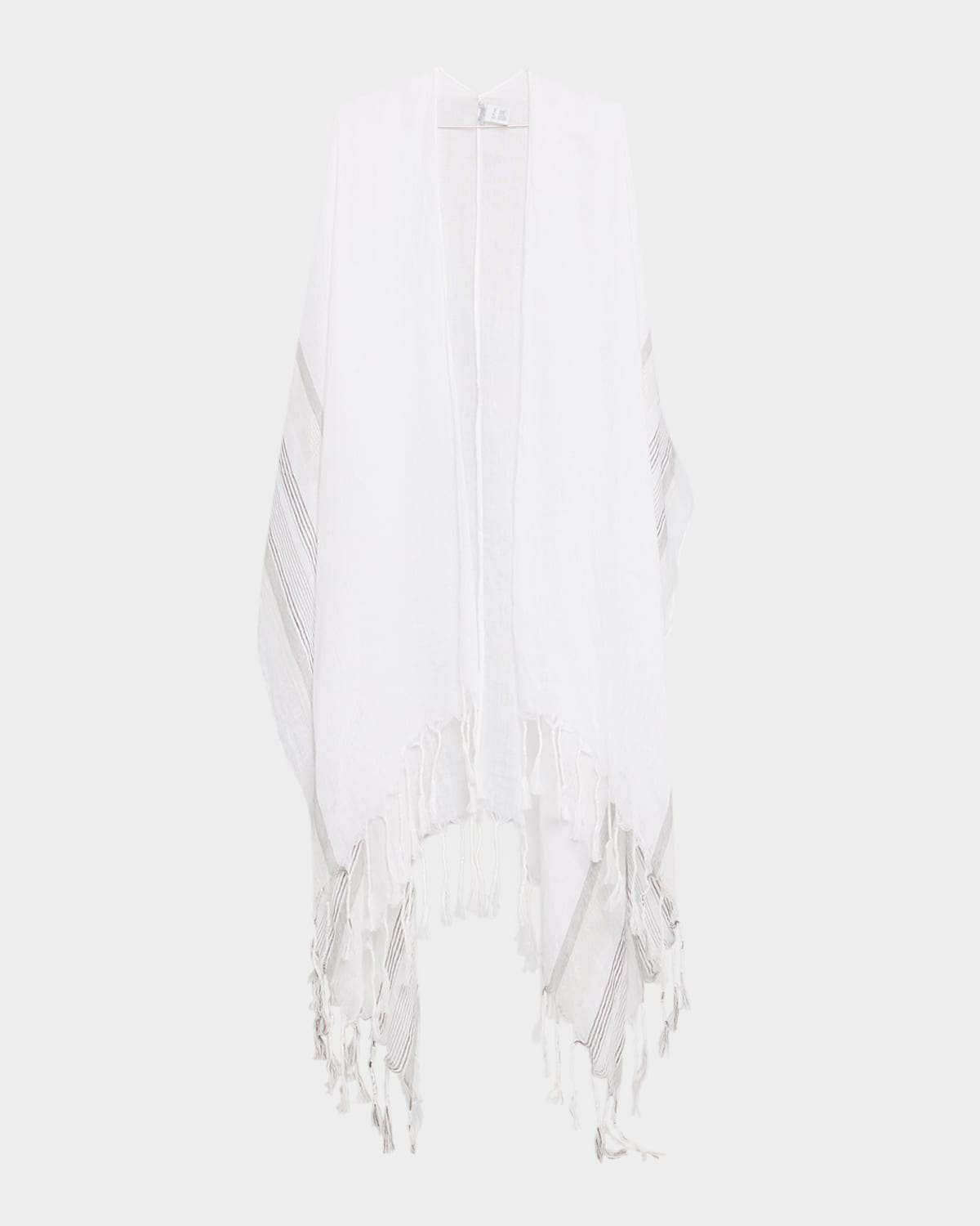 Brunello Cucinelli Metallic Striped Cotton-linen Cape In White