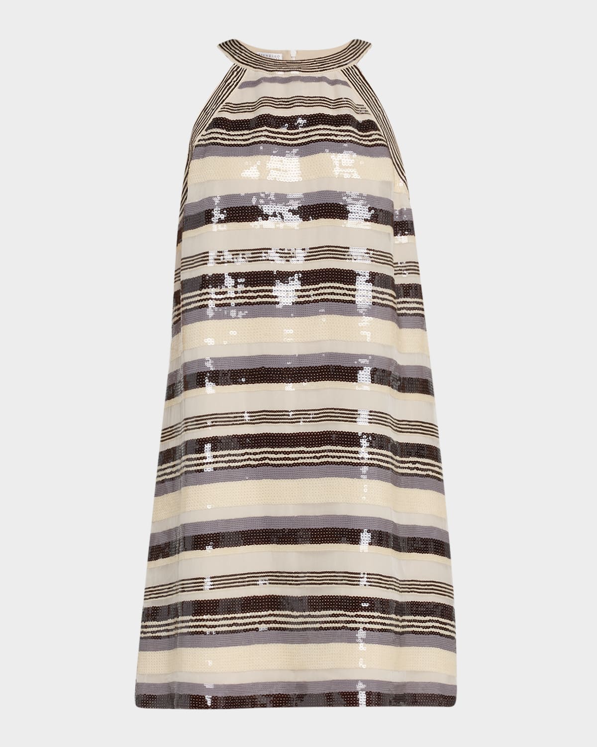 Brunello Cucinelli Multi Pailette Stripe Halter Mini Dress