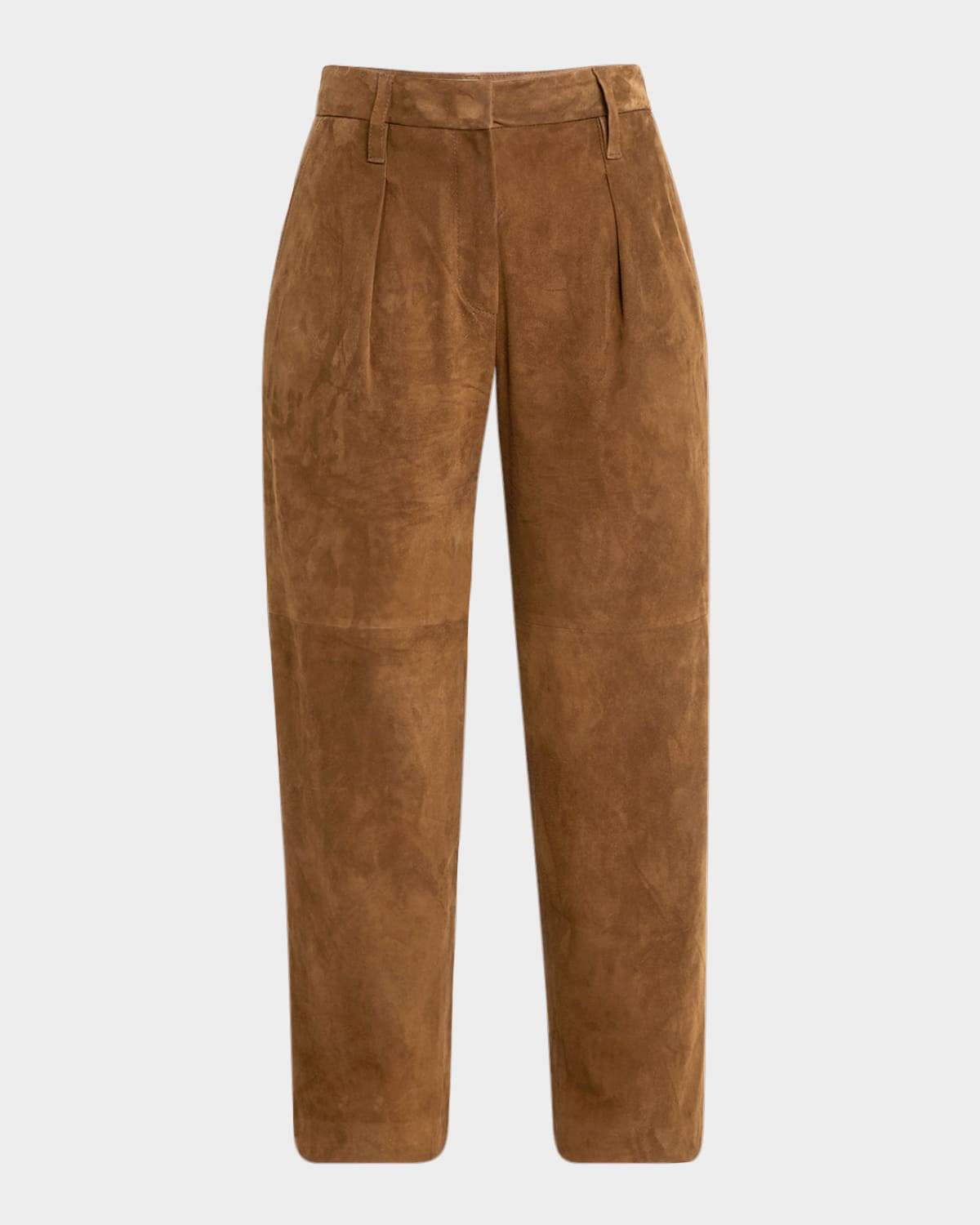 Brunello Cucinelli Cropped Suede Trousers In Brown
