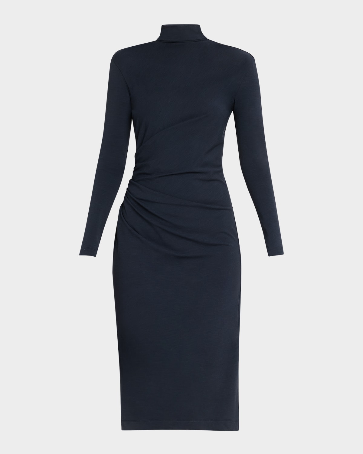 Brunello Cucinelli Synched-waist Wool Jersey Long-sleeve Midi Dress