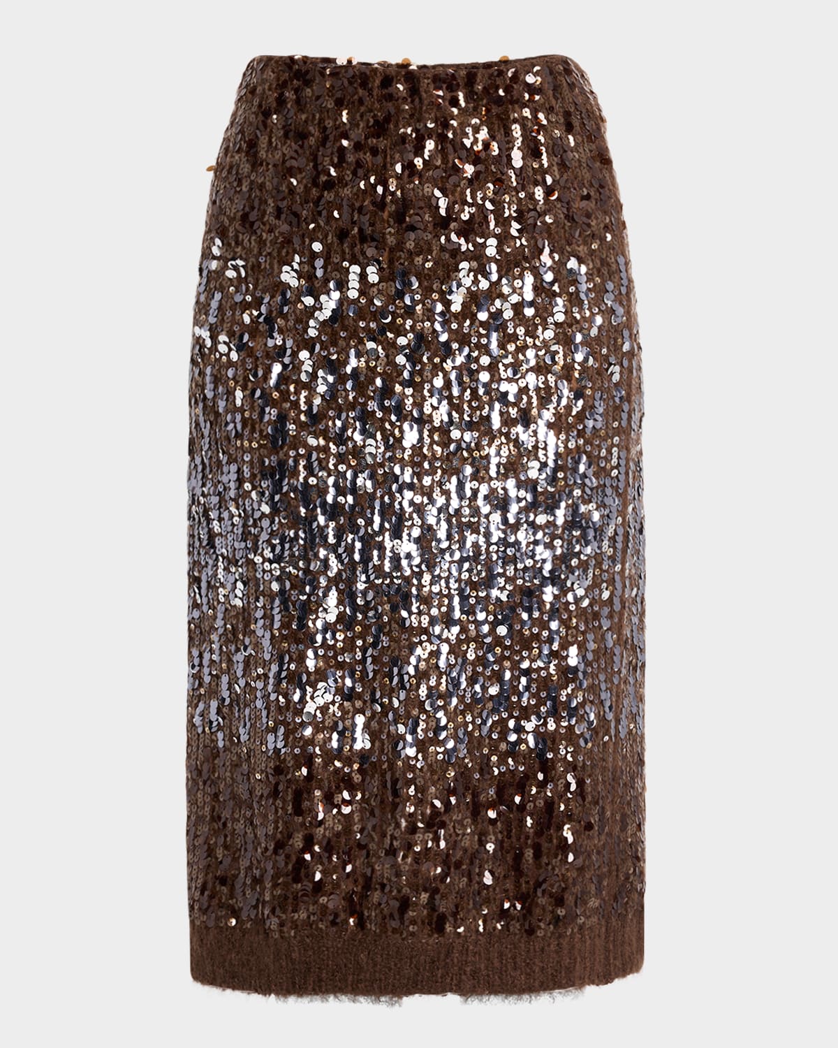 Brunello Cucinelli Multi-size Degrade Pailette Mohair Knit Midi Skirt
