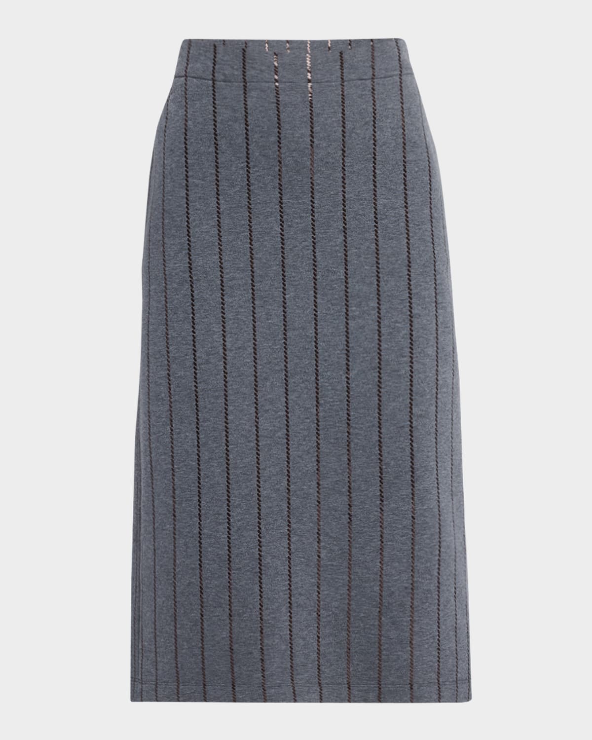 Brunello Cucinelli Regimental Paillette Fleece Midi Skirt