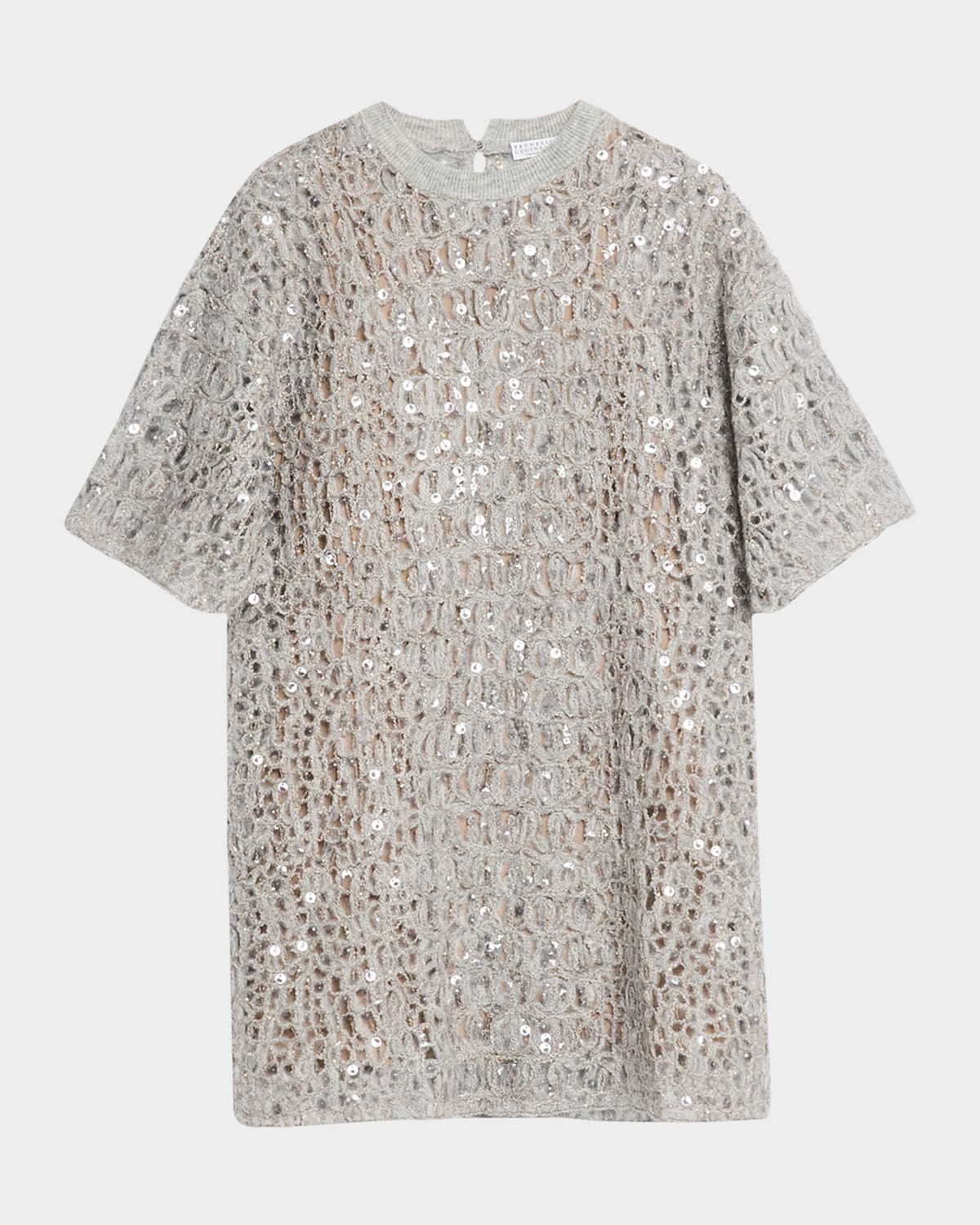 Wool-Cashmere Cocco Knit Paillette Mini Shift Dress