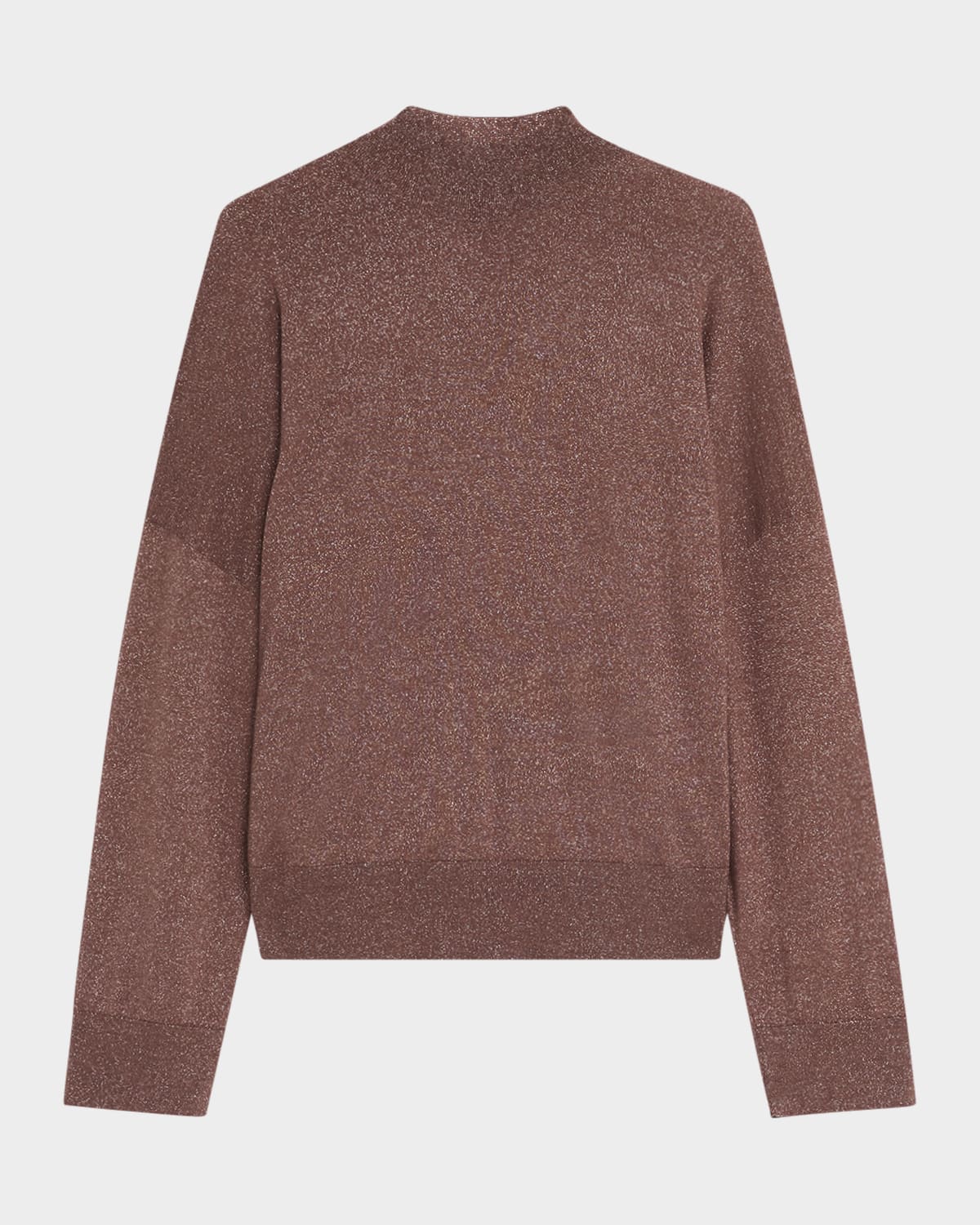 Brunello Cucinelli Metallic Cashmere-silk Mock-neck Top In Brown