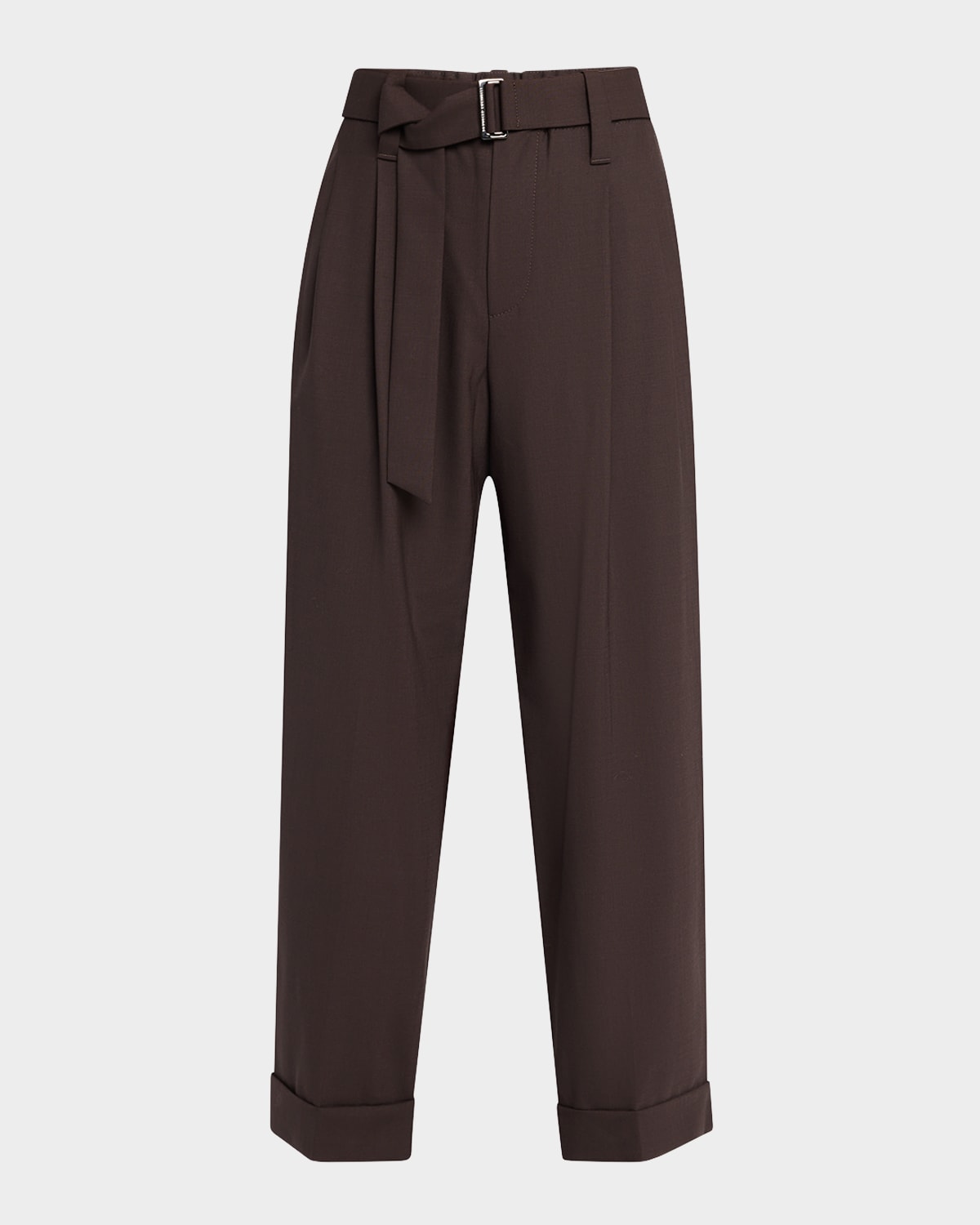 Brunello Cucinelli Tropical Wool Baggy Sartorial Pleated Ankle Pants