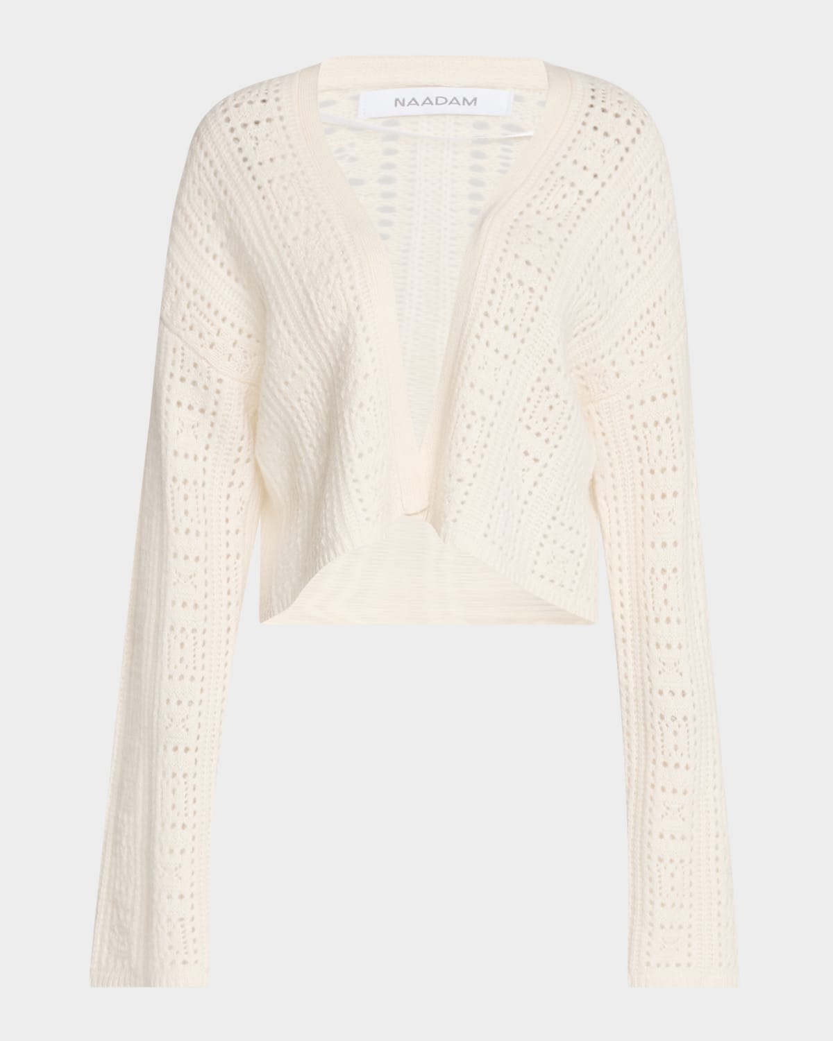 Naadam Cashmere Open-stitch Crop Cardigan In White