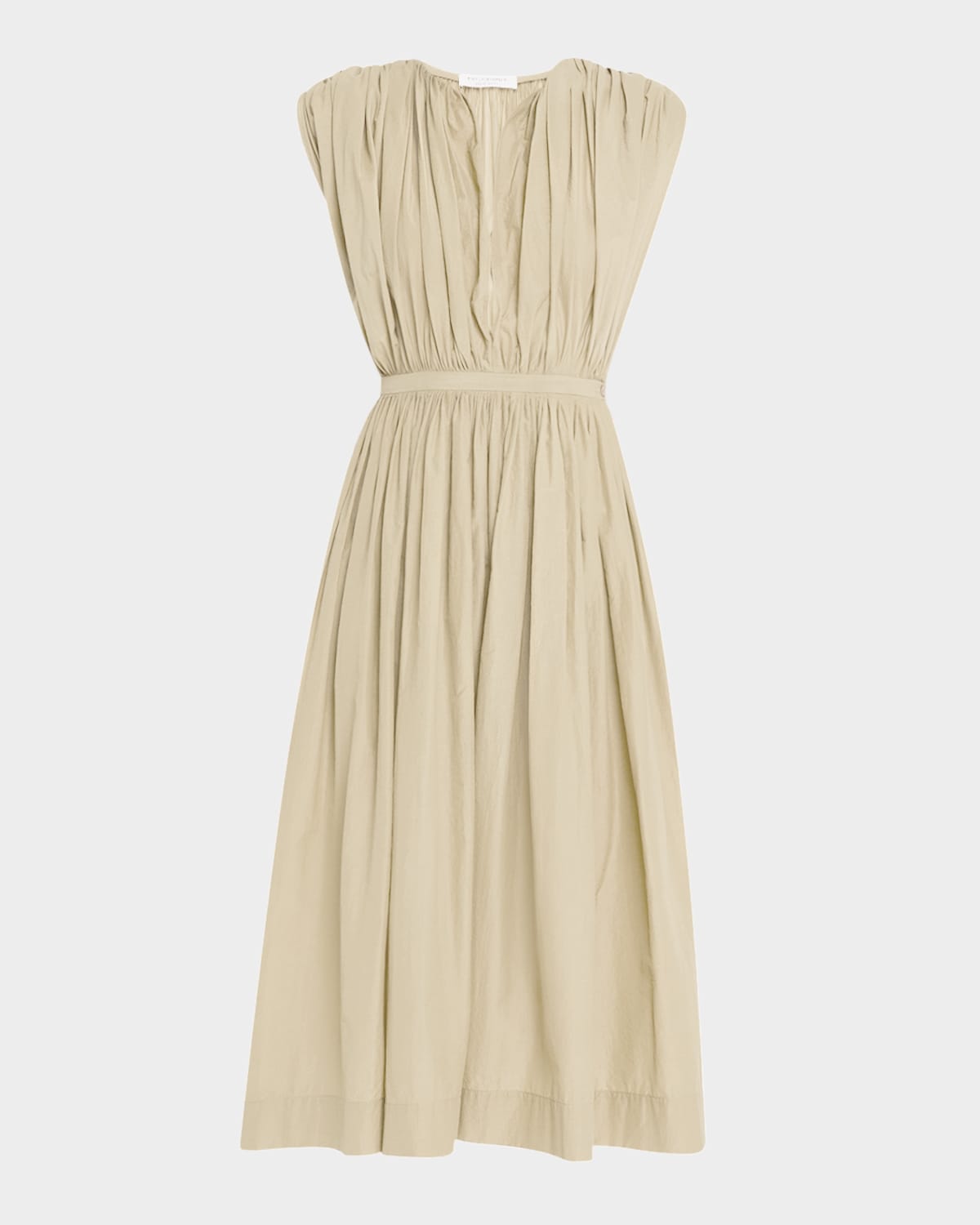 PHILOSOPHY DI LORENZO SERAFINI PLUNGING GATHERED MIDI DRESS 