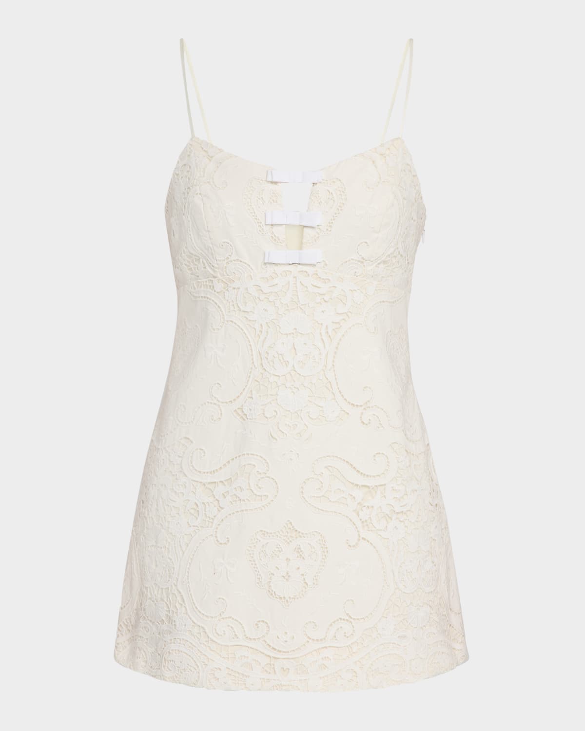 Loveshackfancy Rosalisa Embroidered Cotton Mini Dress In Optic White