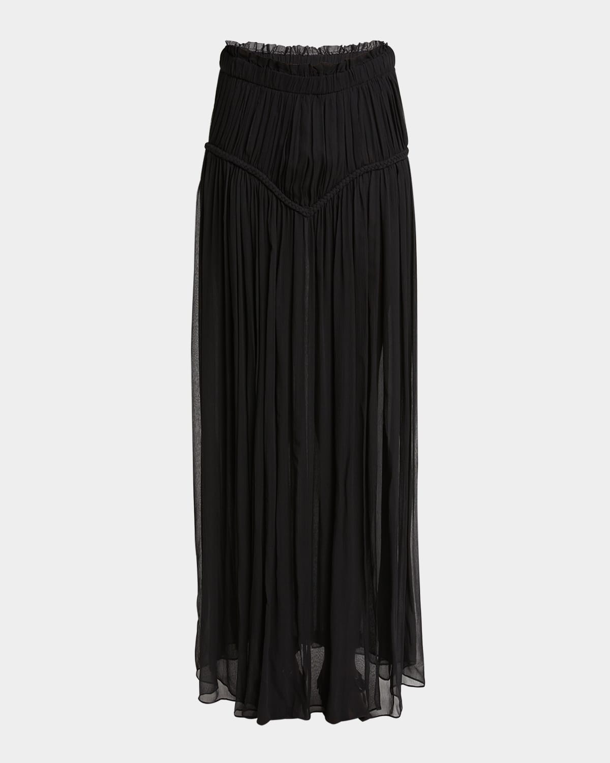 Isabel Marant Sheer Elastic Waistband Skirt With Braided Detail In Black