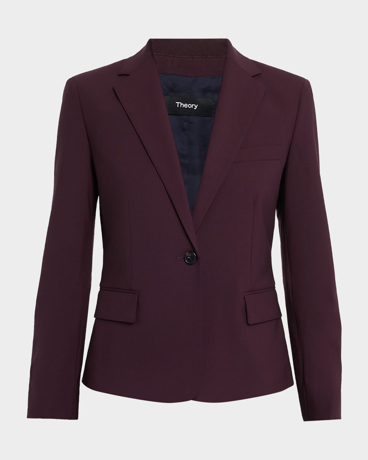 Theory Slim One-button Jacket In Purple
