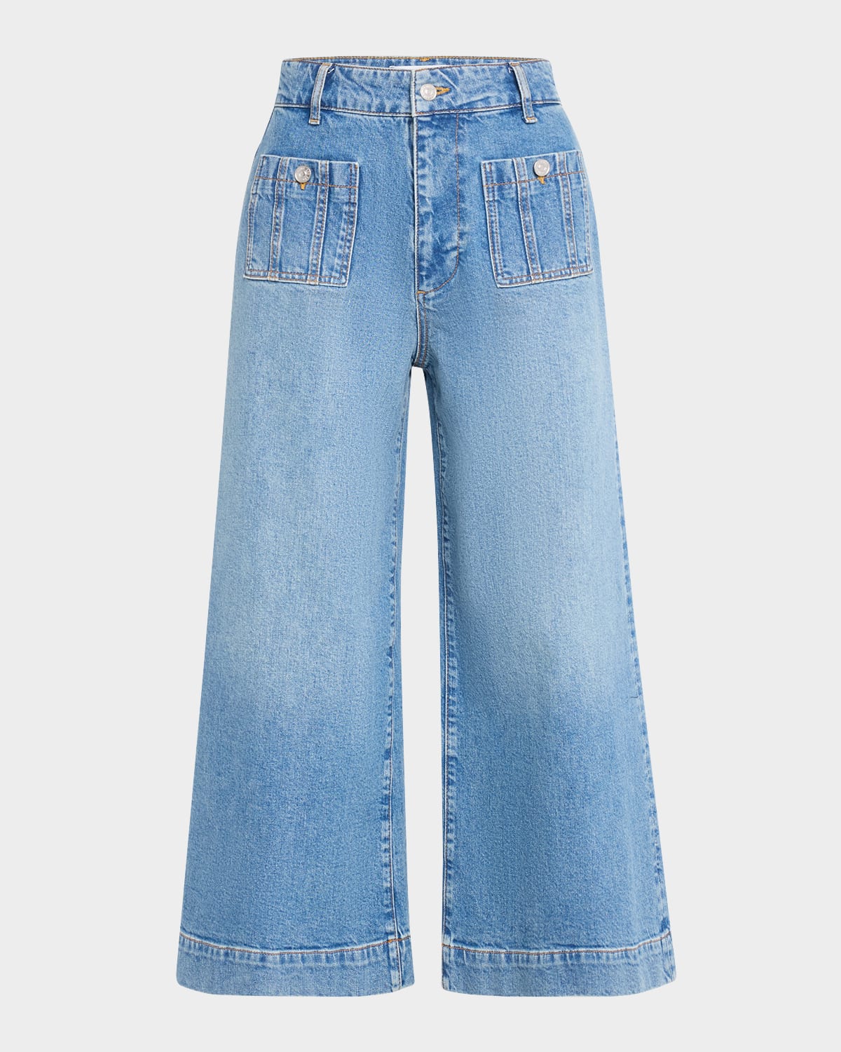PAIGE LOLA WIDE-LEG JEANS WITH SEAMED PATCH POCKETS 