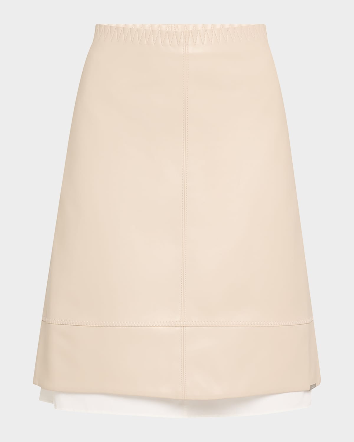 Shop Simkhai Aubria Layered Faux Leather Skirt In Sand