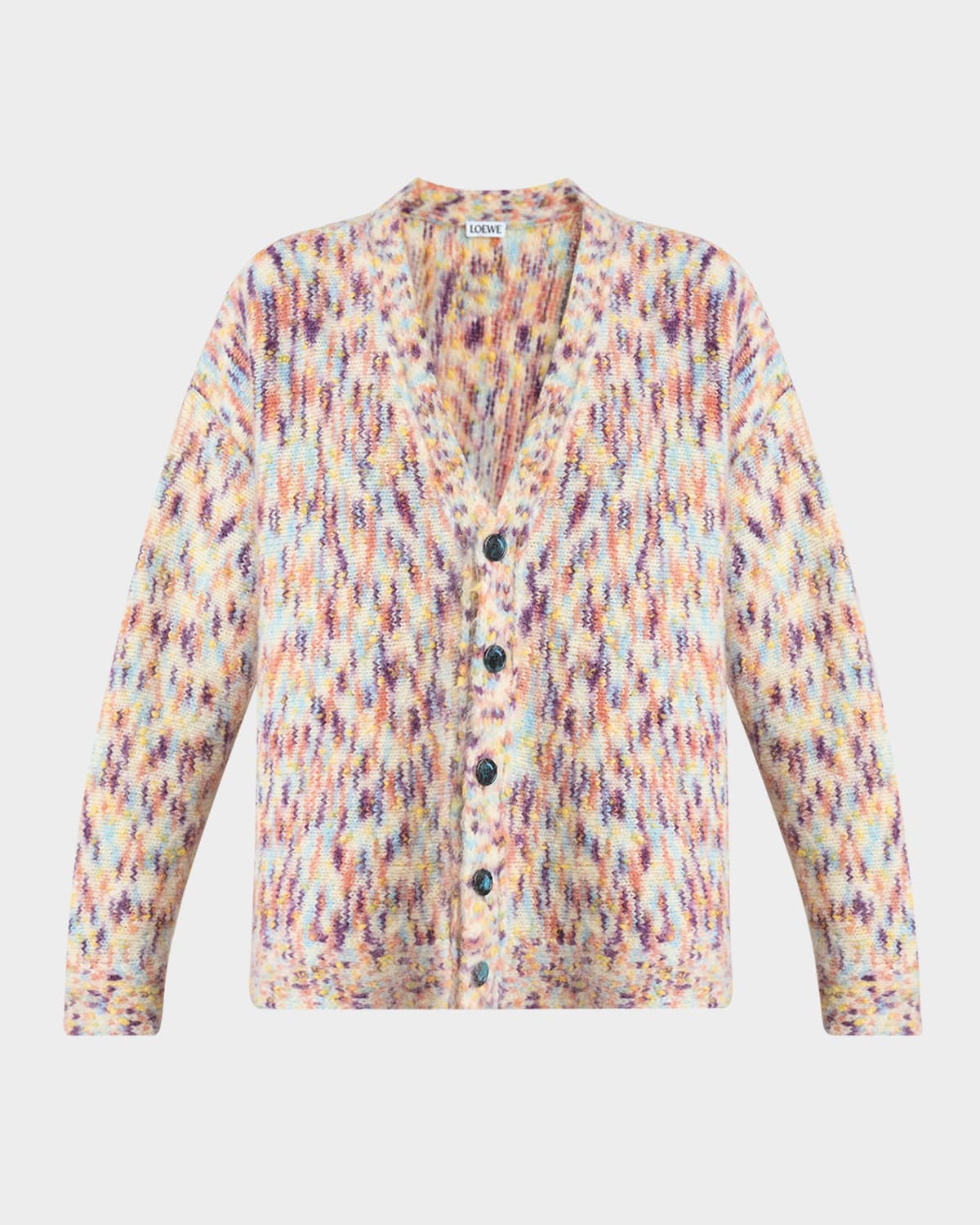 Loewe Multicolor V-neck Cardigan In Blue Multicolor