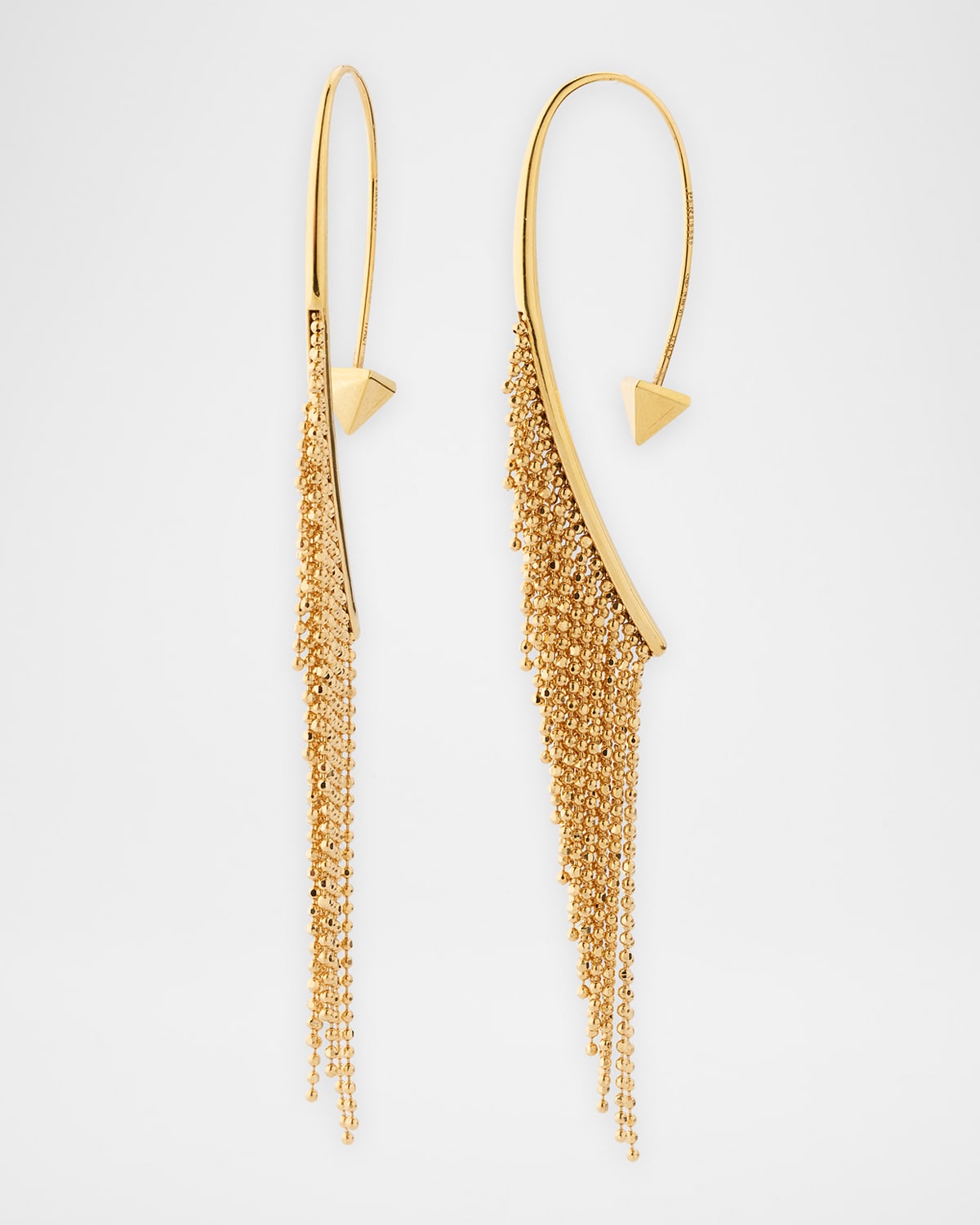 18K Yellow Gold Chains Short Fringe Curve Earrings