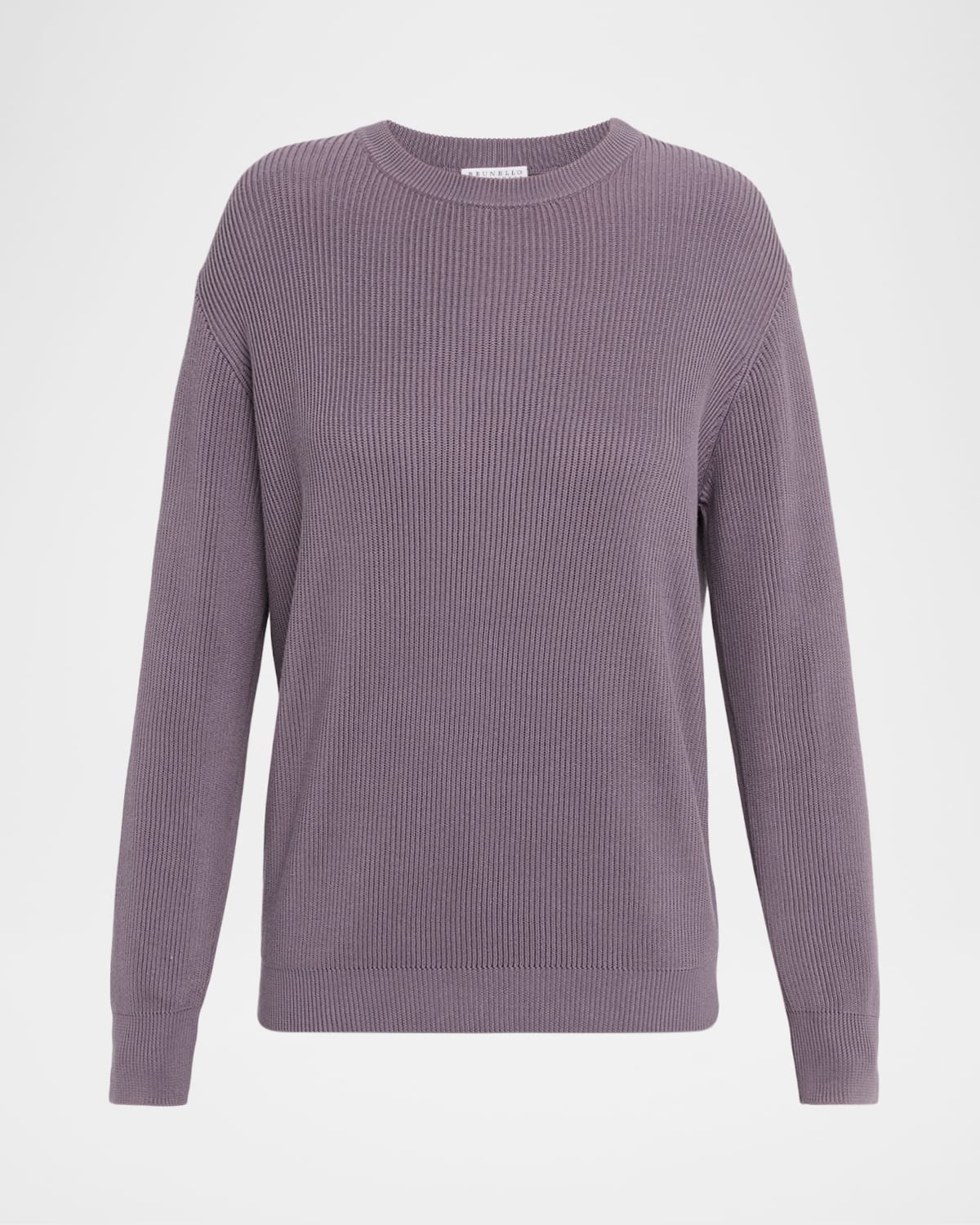 Brunello Cucinelli Cotton English Rib Crewneck Sweater In Purple