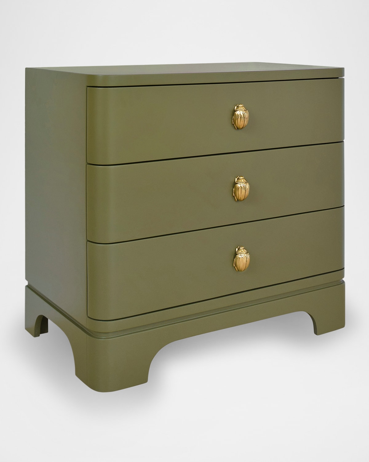 Worlds Away Fortune 3-drawer Side Table, Olive In Olive