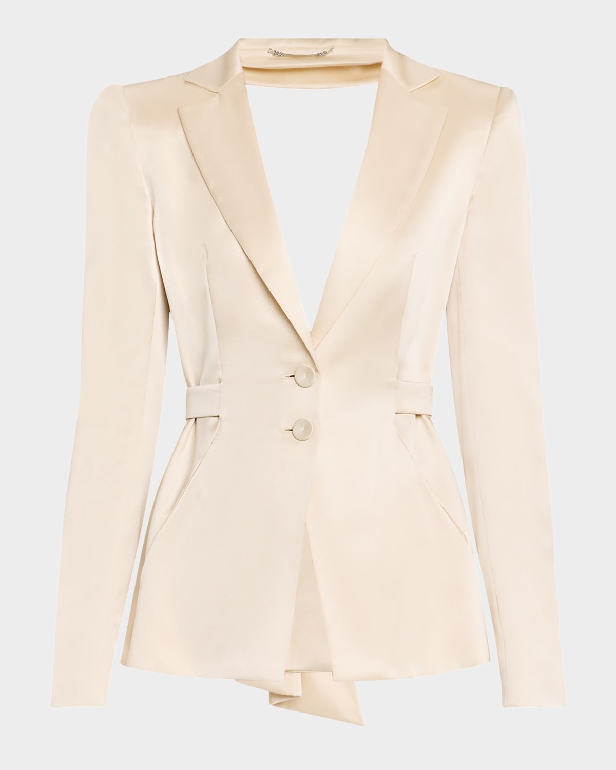 Alberta Ferretti Draped Cutout Single-breasted Jacket In Ivory