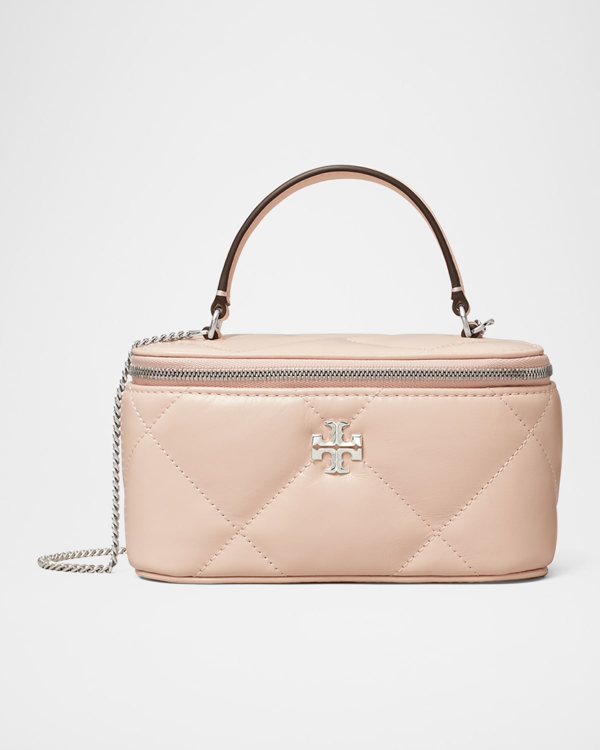 Tory Burch Kira Quilted Leather Vanity Top-handle Bag In Soft Pink