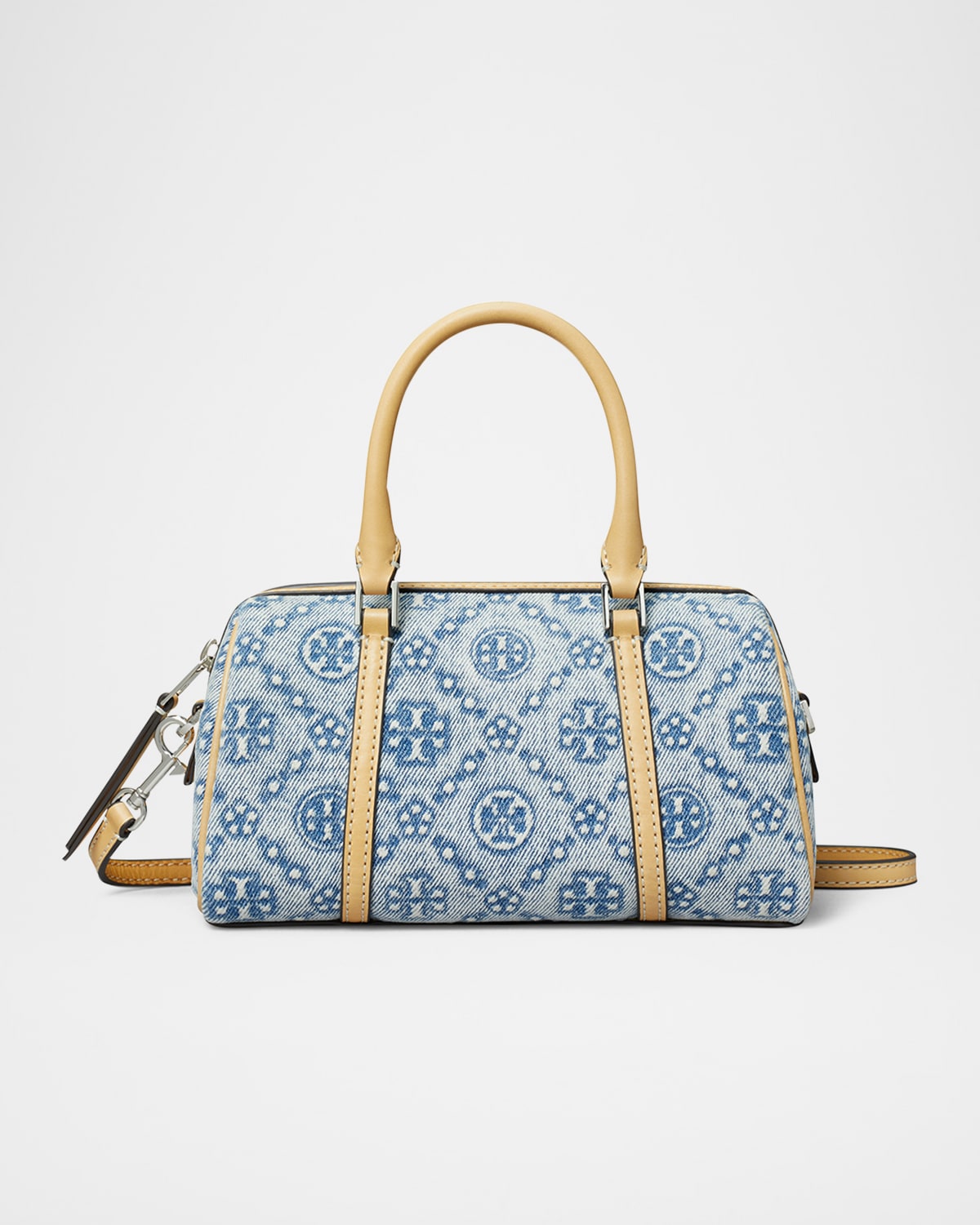 TORY BURCH MINI T MONOGRAM DENIM BARREL BAG 