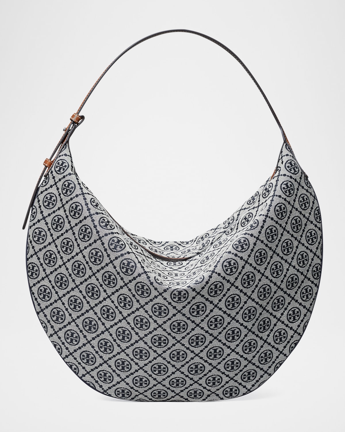 Tory Burch T Monogram Canvas Balloon Shoulder Bag In Tory Navy