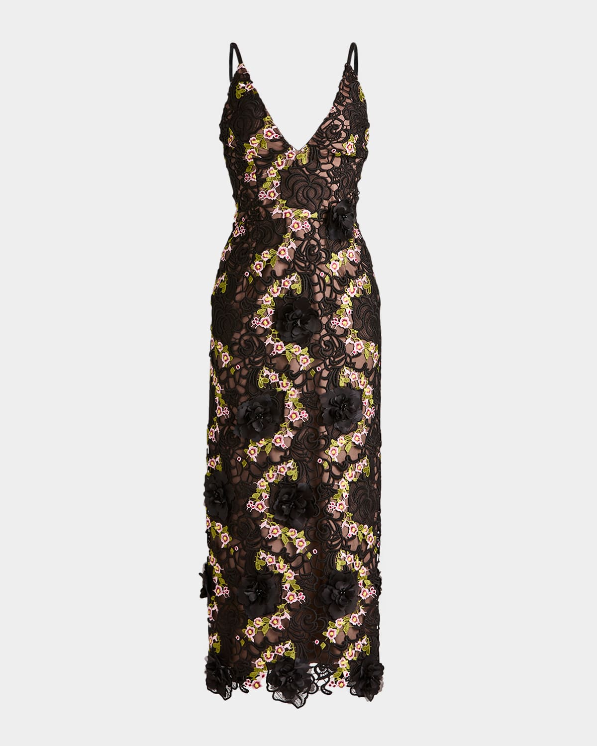 Norah Floral Lace Column Midi Dress