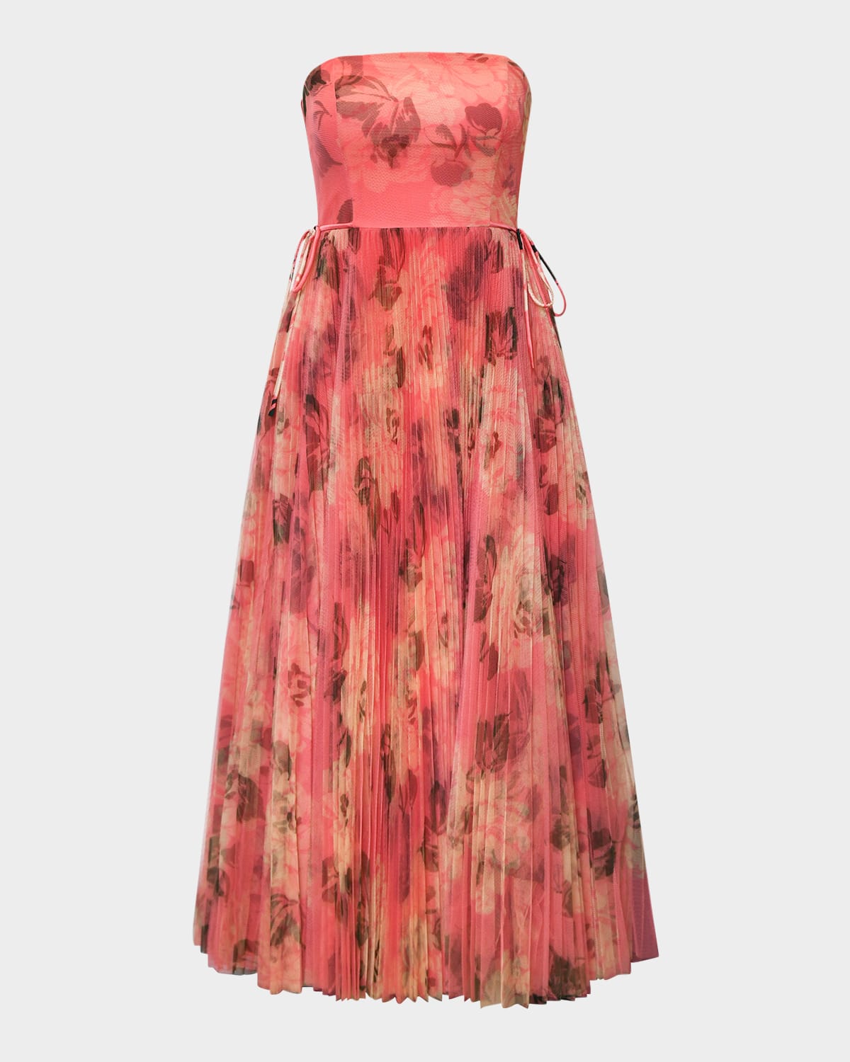 HUTCH COSTELLA PLEATED FLORAL-PRINT TULLE GOWN 