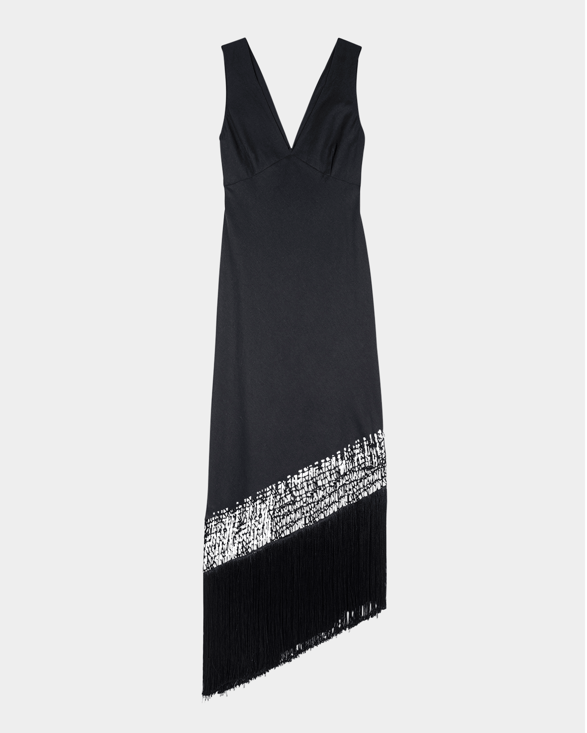 Rails Tamara Asymmetric Sleeveless Fringe Accent Dress In Black